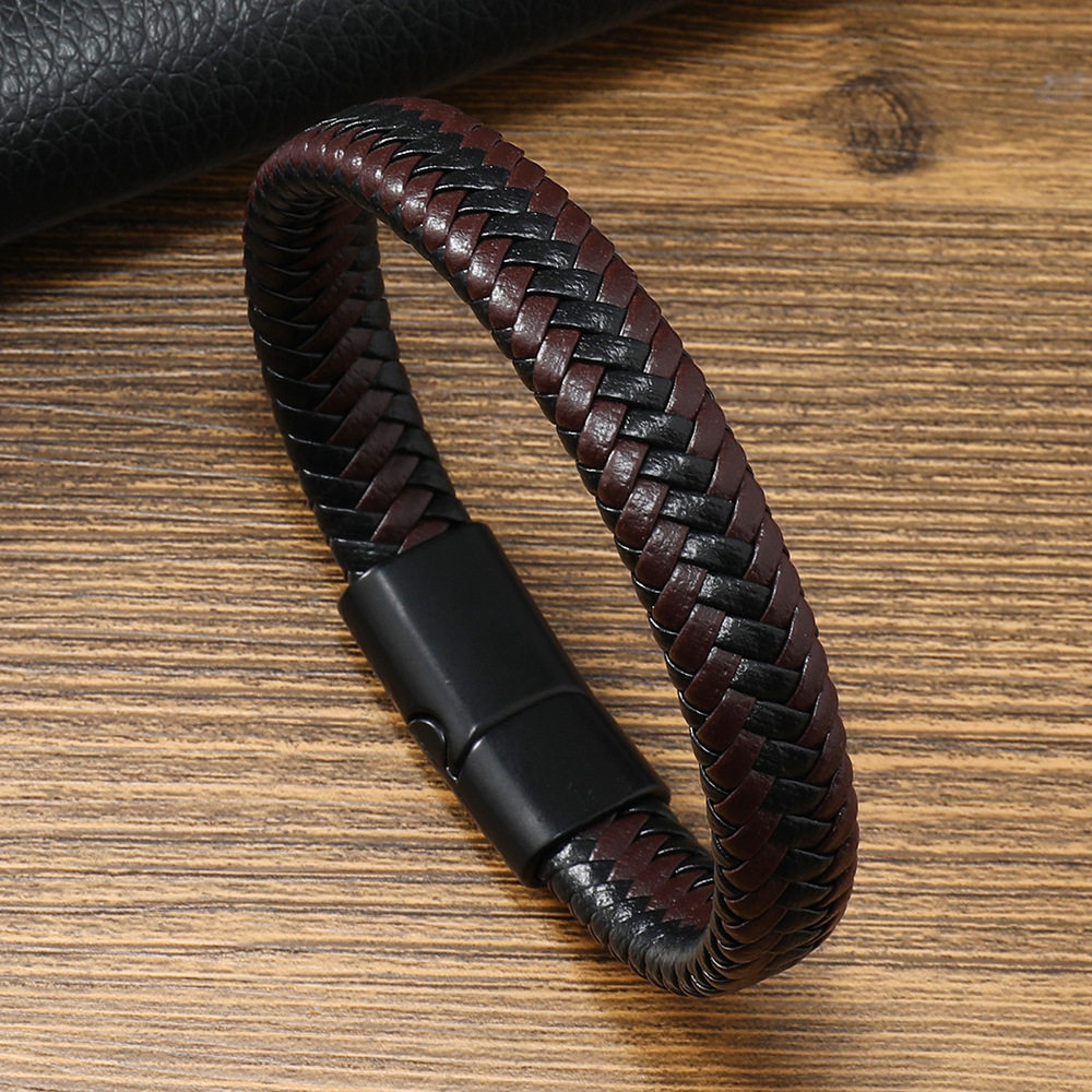 Hand-Woven Men's Bracelet Leather Alloy_img_7