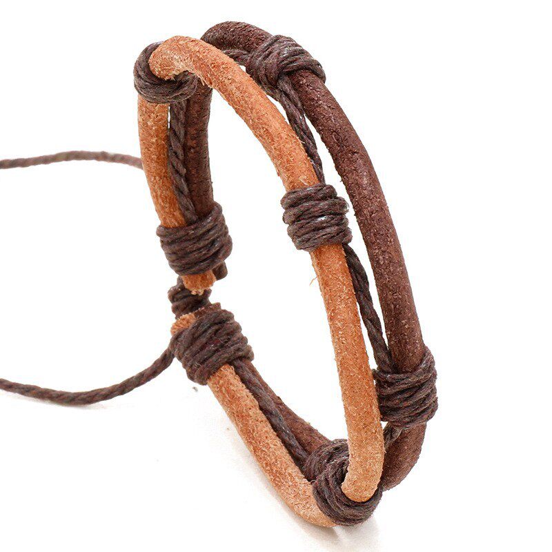 Simple Hand-woven Multi-layer Men's Cowhide Bracelet