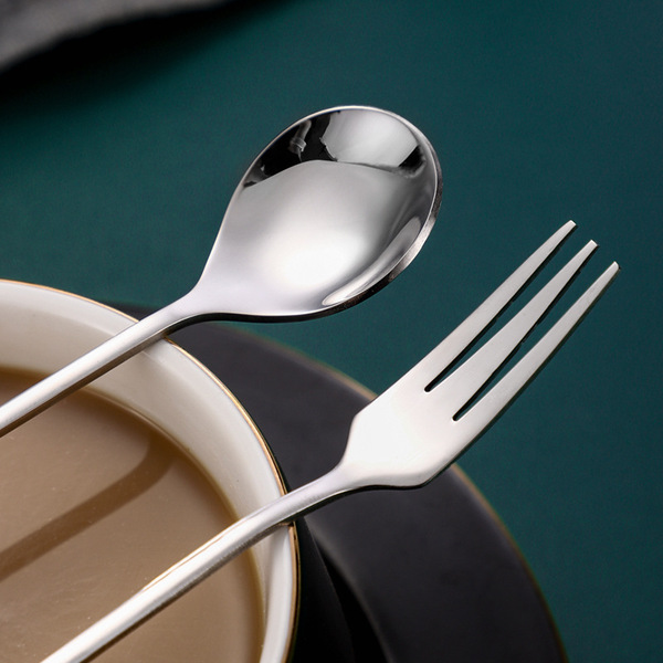 12 Pcs creative gold plated color 304 stainless steel feather spoon Fork cake spoon dessert spoon fruit fork coffee spoon mixing spoon_img_3