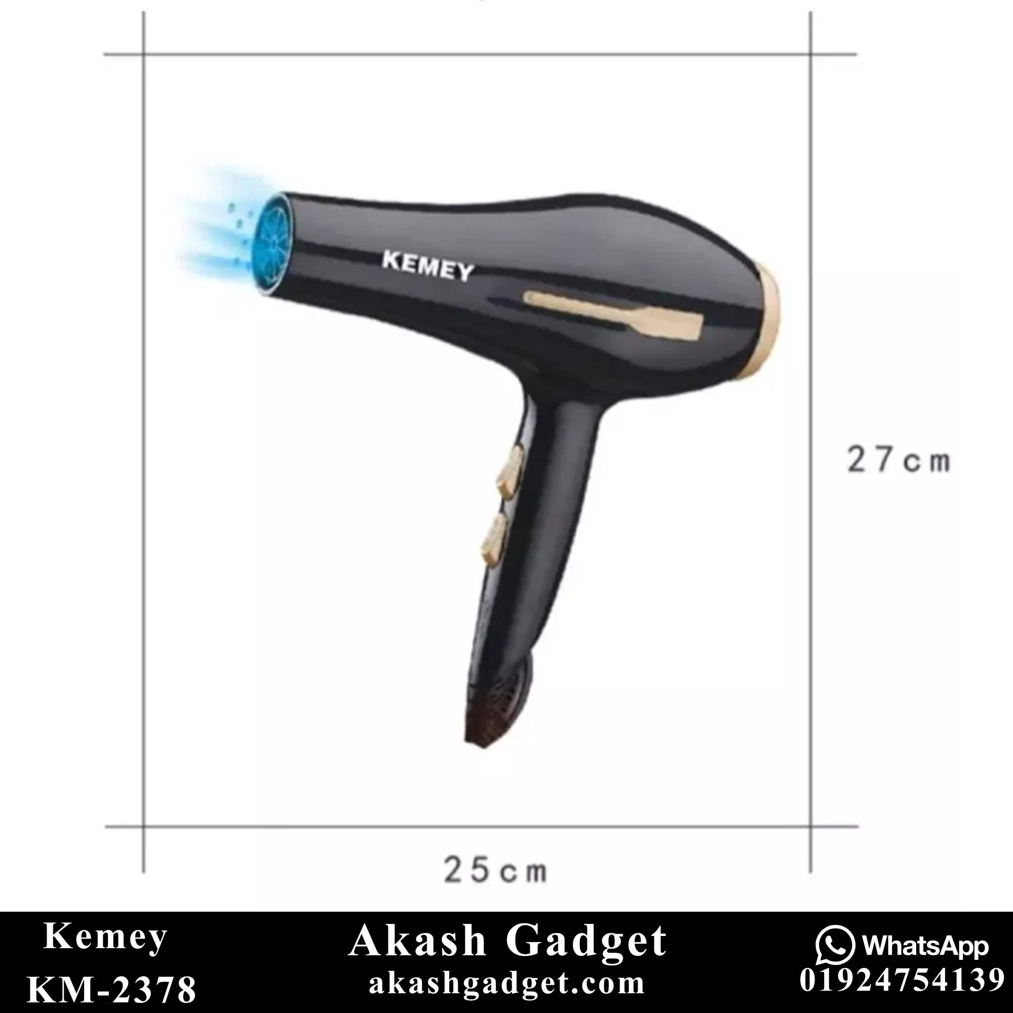 Kemey KM-2378 / KM-2376 Professional 2 in 1 Hair Dryer | 3000W Powerful Motor_img_2
