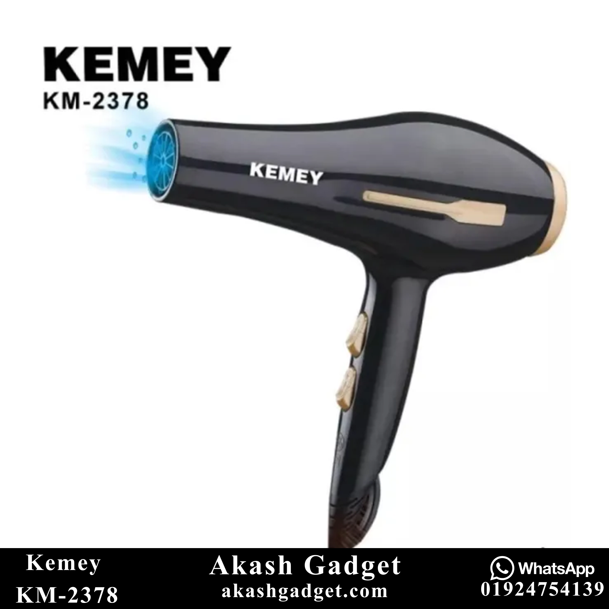 Kemey KM-2378 / KM-2376 Professional 2 in 1 Hair Dryer | 3000W Powerful Motor_img_1