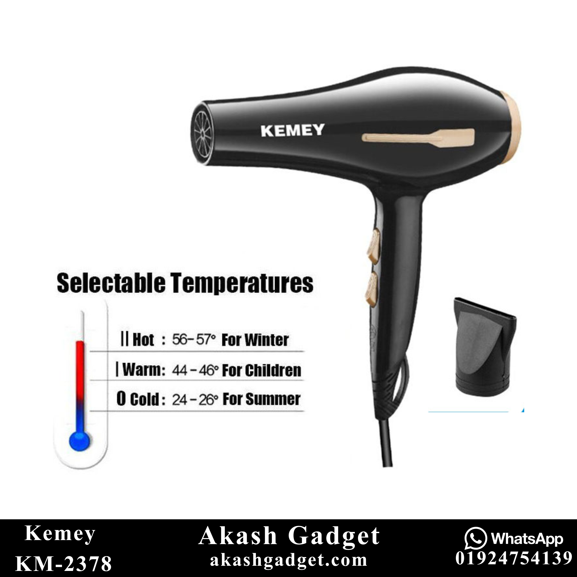 Kemey KM-2378 / KM-2376 Professional 2 in 1 Hair Dryer | 3000W Powerful Motor_img_5