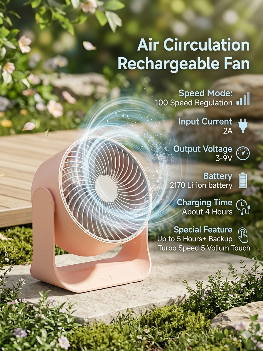 Air Circulation | Rechargeable Fan | Original Quality_img_1