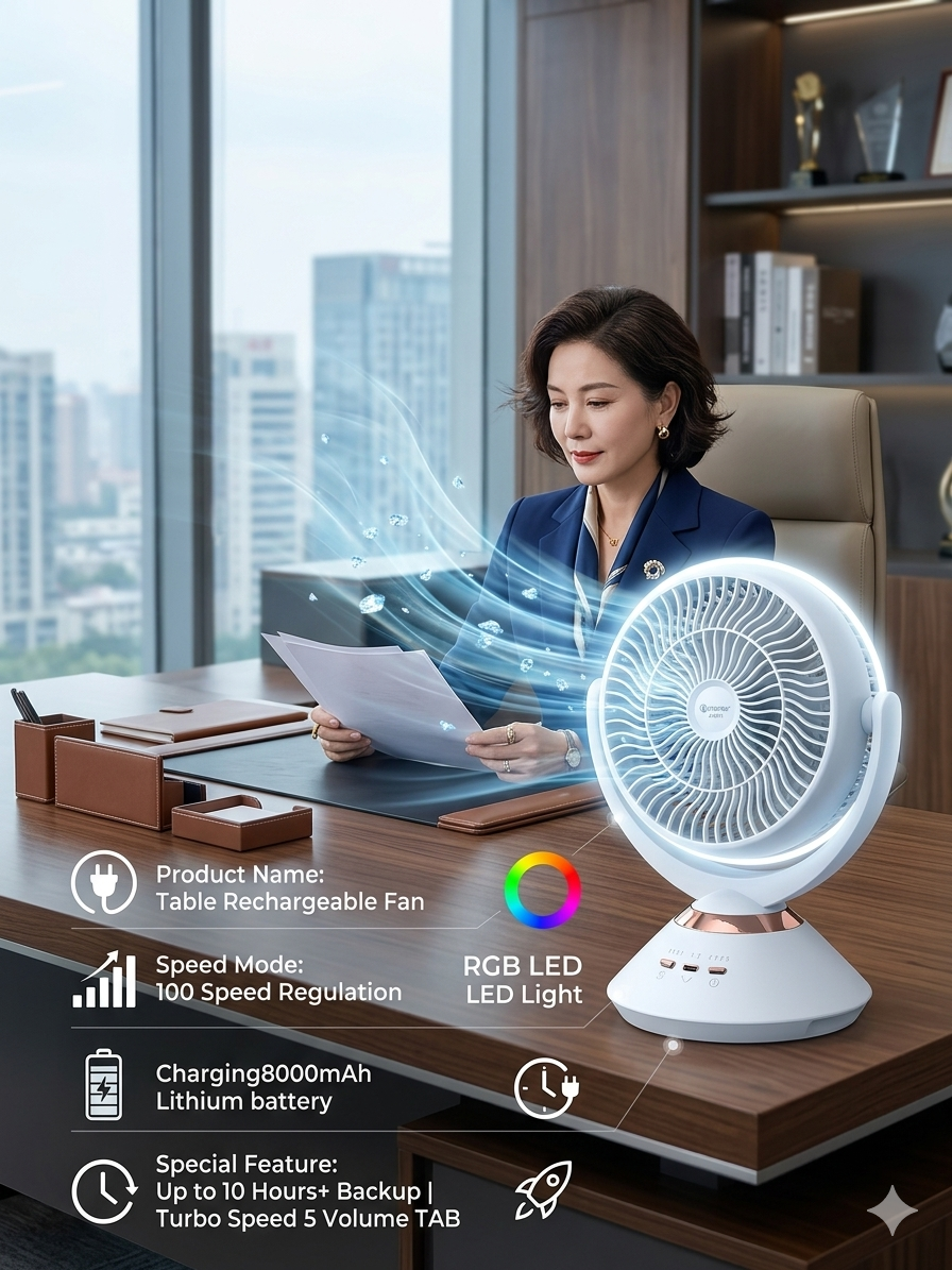 Table Stylish Rechargeable Fan। Original Quality_img_1