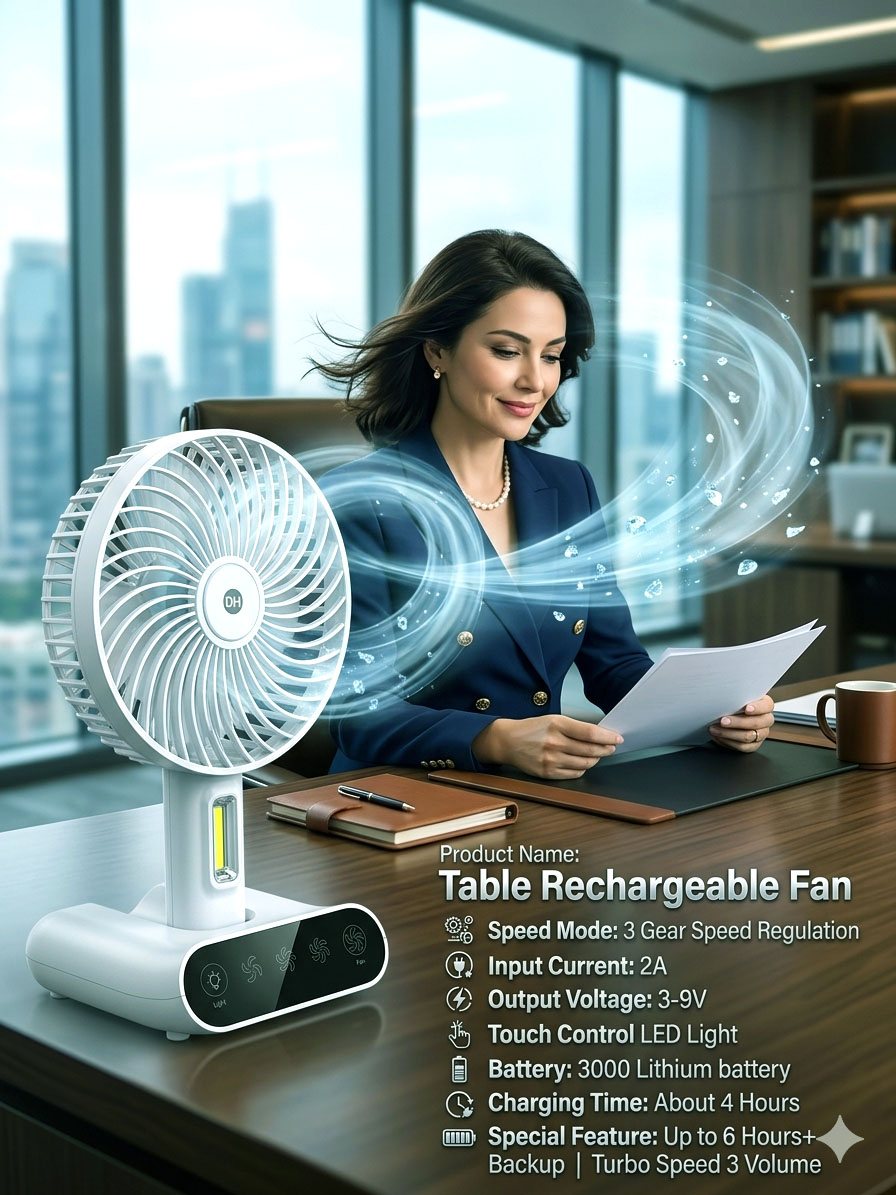 Desktop Stylish Rechargeable Fan। Original Quality_img_1