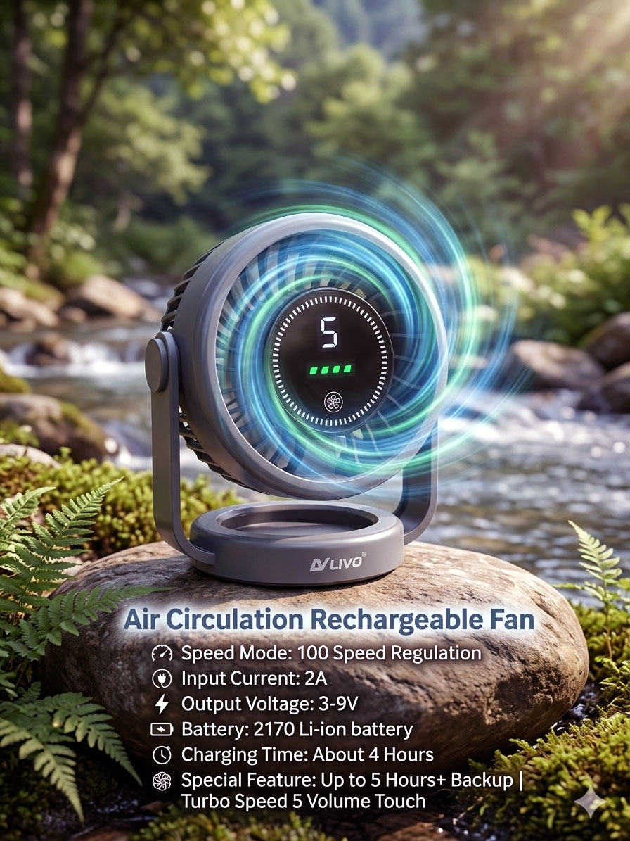 Air Circulation | Rechargeable Fan | Original Quality_img_1