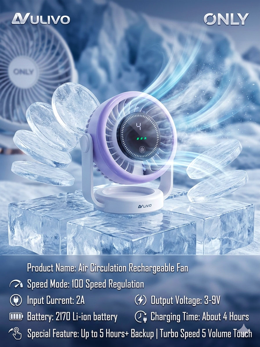 Air Circulation | Rechargeable Fan | Original Quality