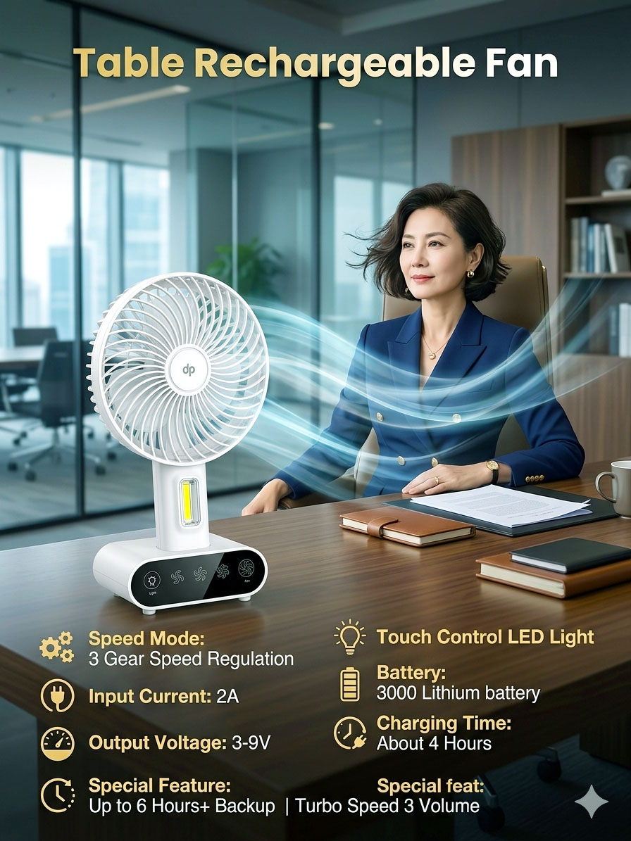 Desktop Stylish Rechargeable Fan। Original Quality_img_2