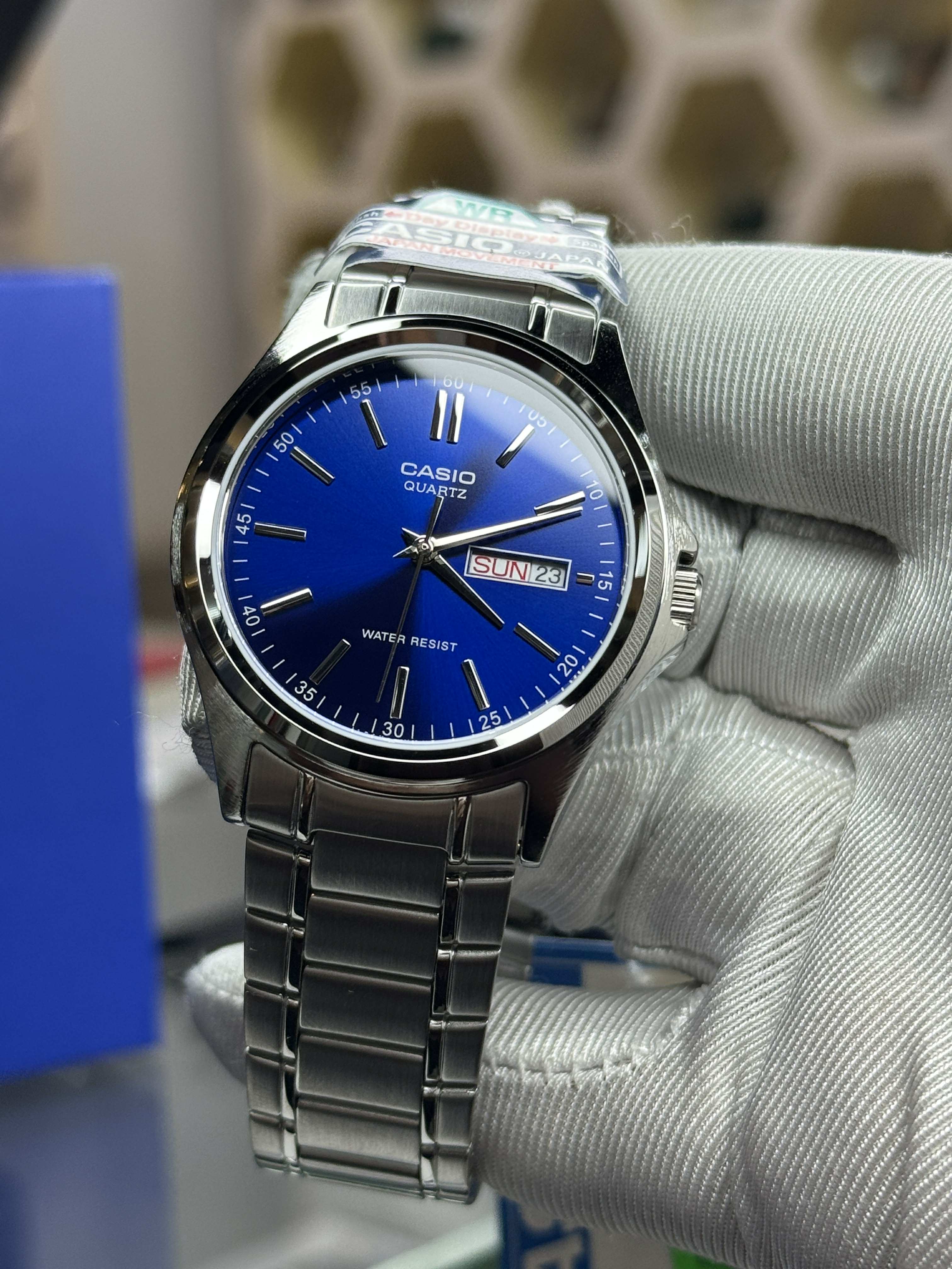 Casio MTP-1239D-2A2 Men’s Silver Stainless Steel Watch with Blue Dial| Casio MTP-1239D-2A2