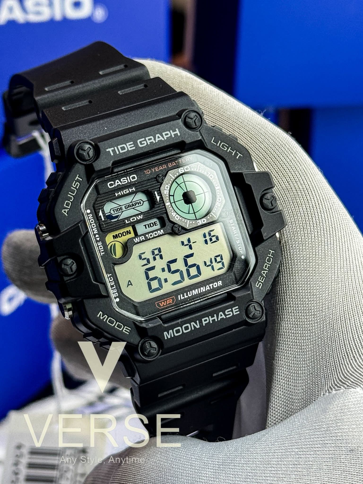 Casio AE-1600H-1AV Digital Grey Dial 100m Resin Men's Watch | Casio AE-1600H-1AV