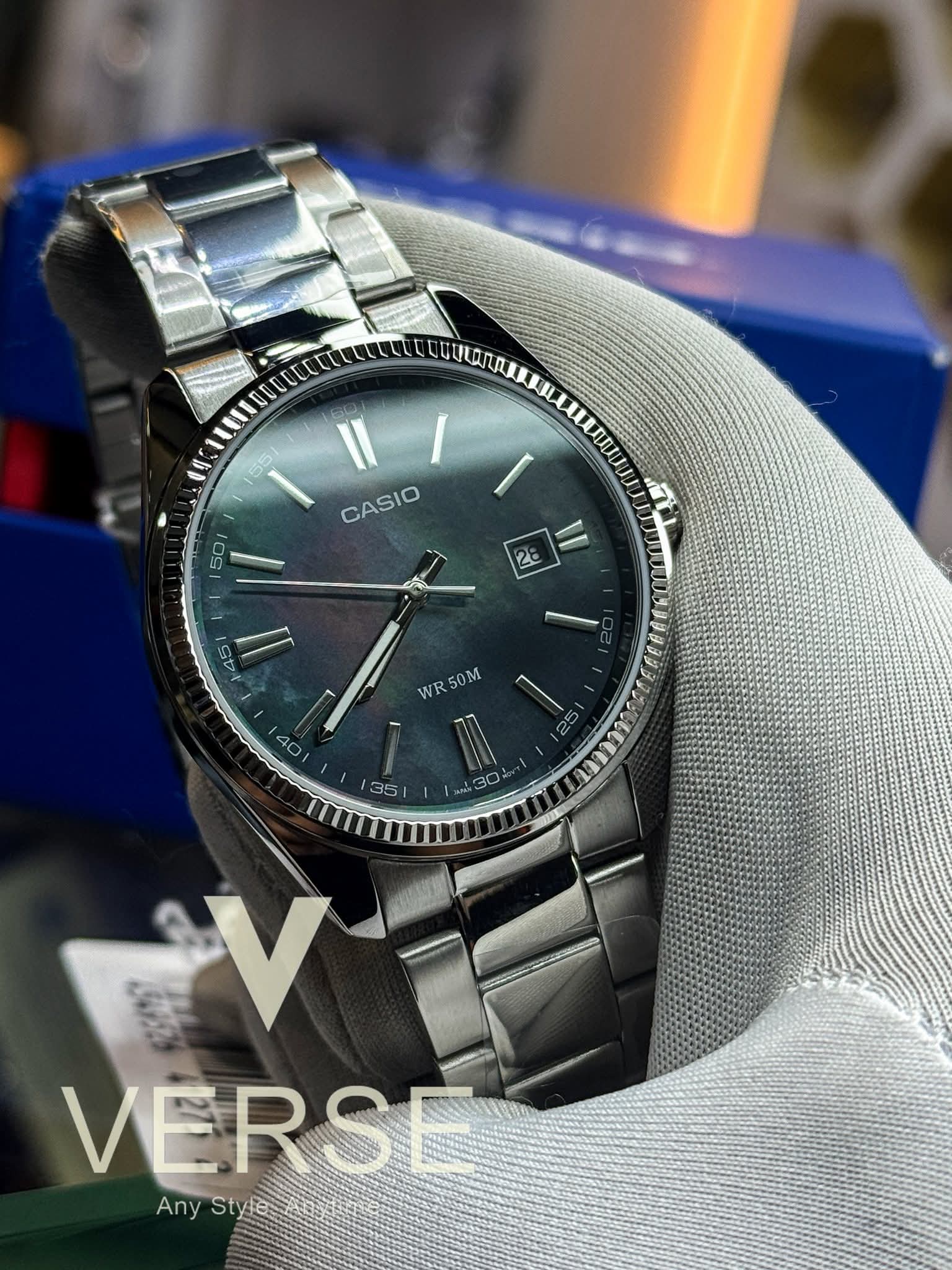 Casio MTP-1302DS-1AVDF Black Mother of Pearl Dial Stainless Steel Men's Watch | Casio MTP-1302DS-1AVDF