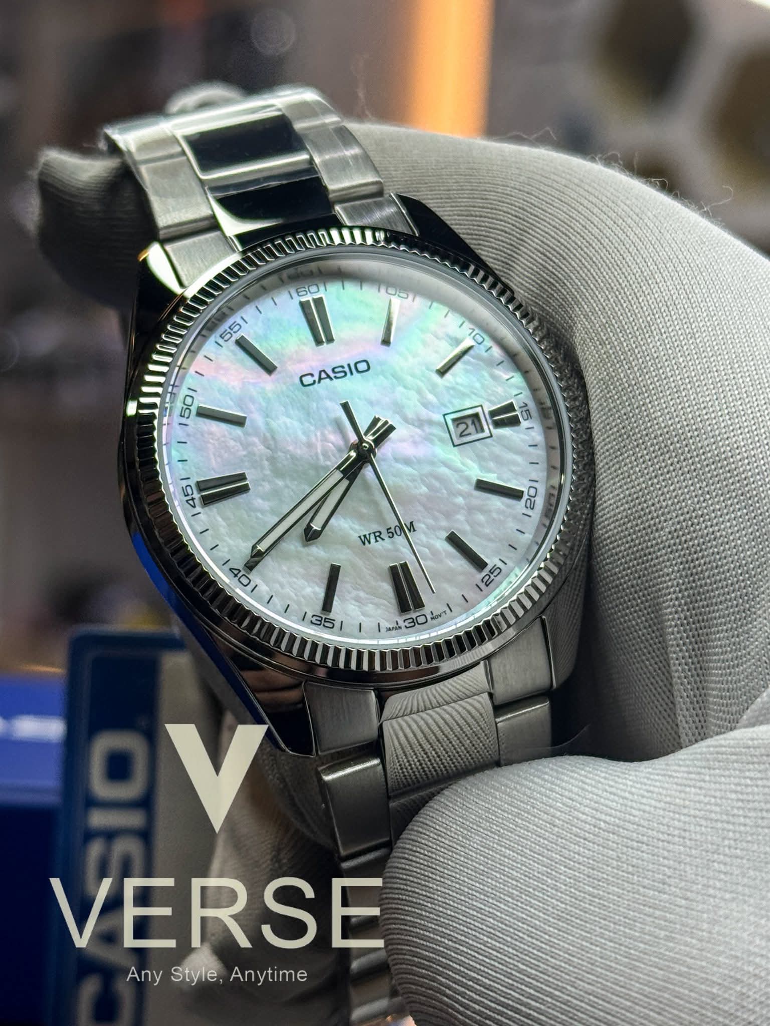 Casio MTP-1302DS-7AVDF White Mother of Pearl Dial Stainless Steel Men's Watch | Casio MTP-1302DS-7AVDF