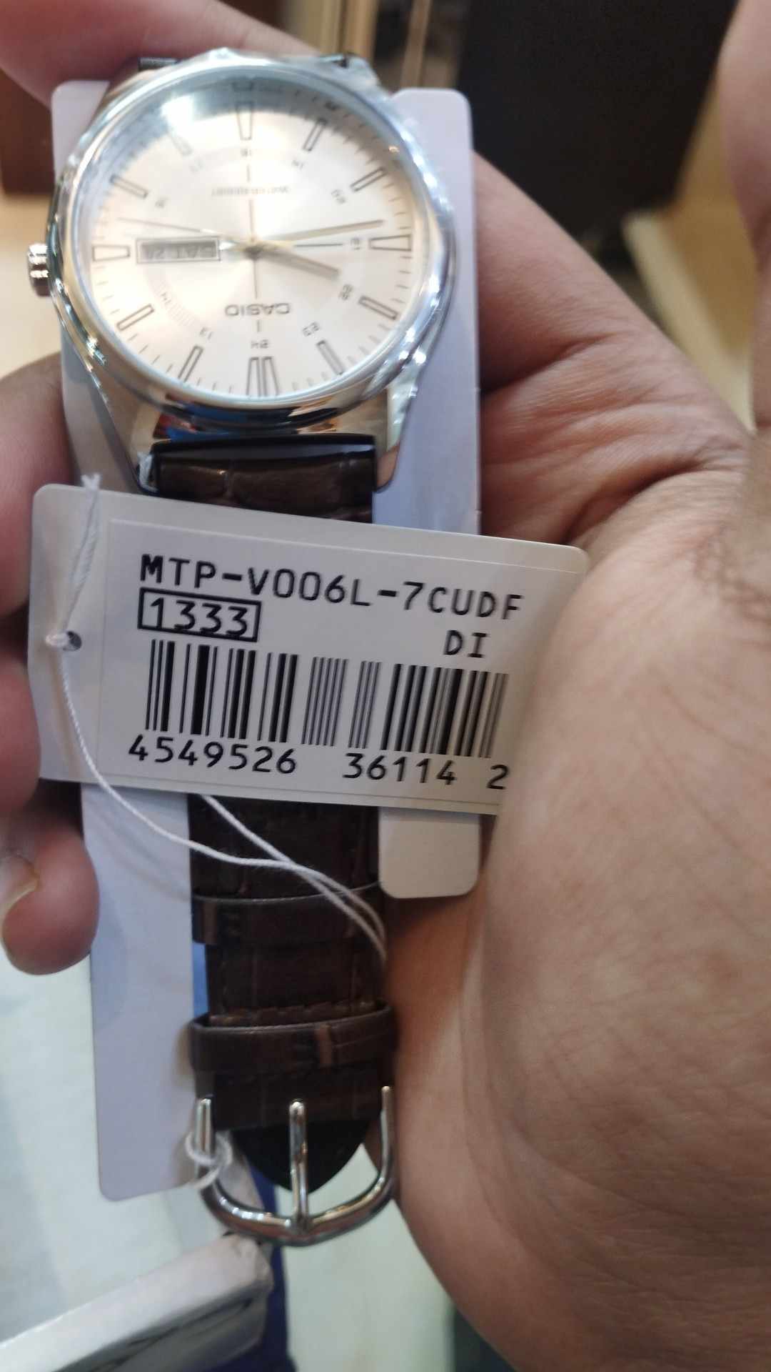 Casio MTP-V006L-7CUDF Men’s Silver Case Watch with White Dial & Black Leather Strap|  Casio MTP-V006L-7CUDF