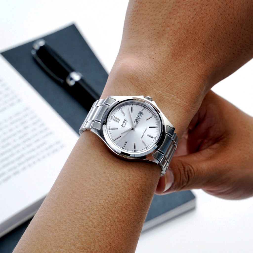 Casio MTP-1239D-7ADF Opaline White Dial Men's Stainless Steel Watch | Casio MTP-1239D-7ADF