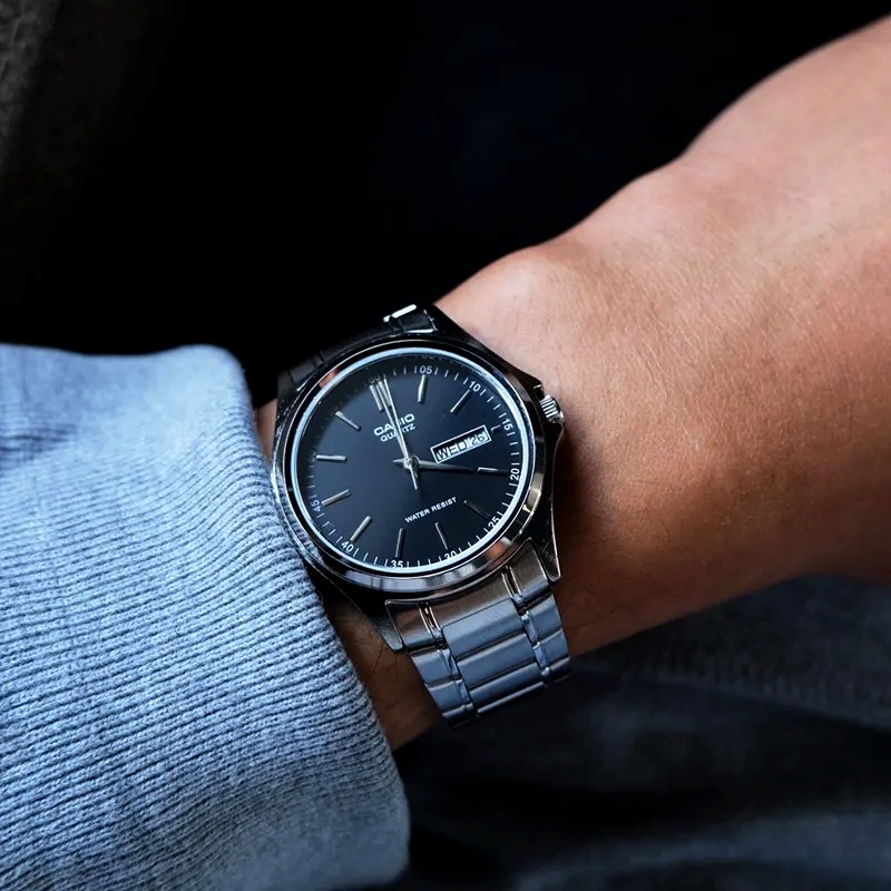 Casio MTP-1239D-1ADF Black Dial Men's Stainless Steel Watch | Casio MTP-1239D-1ADF