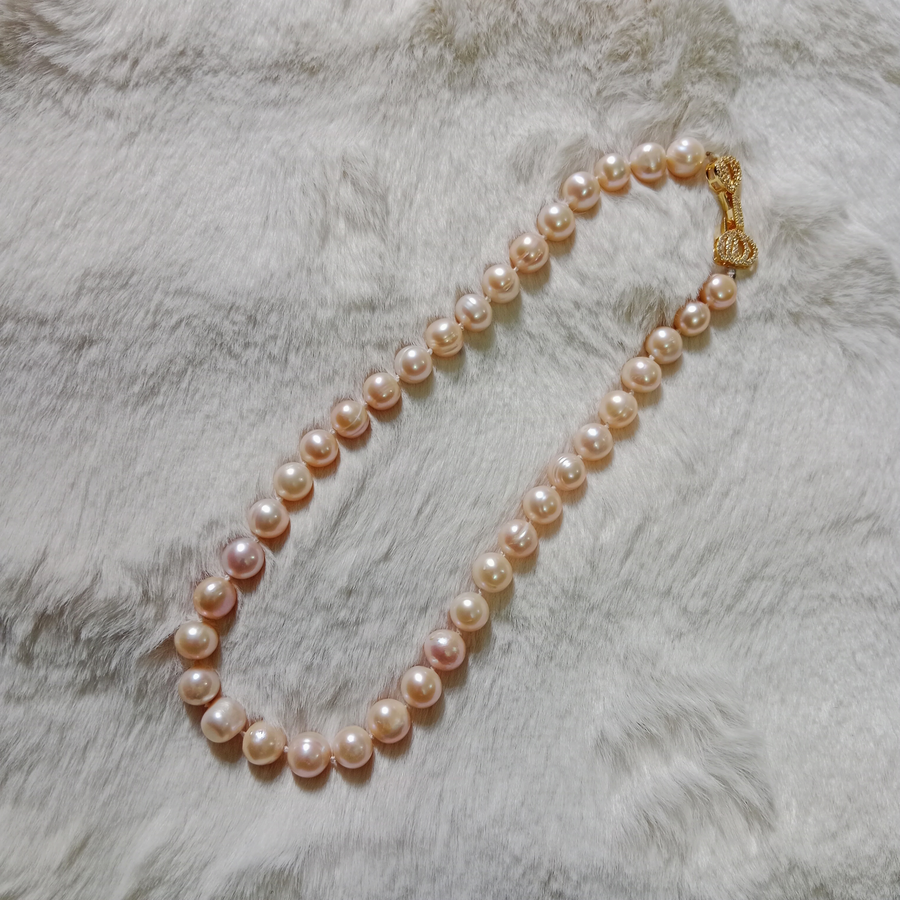12 MM Peach Pearl One Layer Necklace_img_0