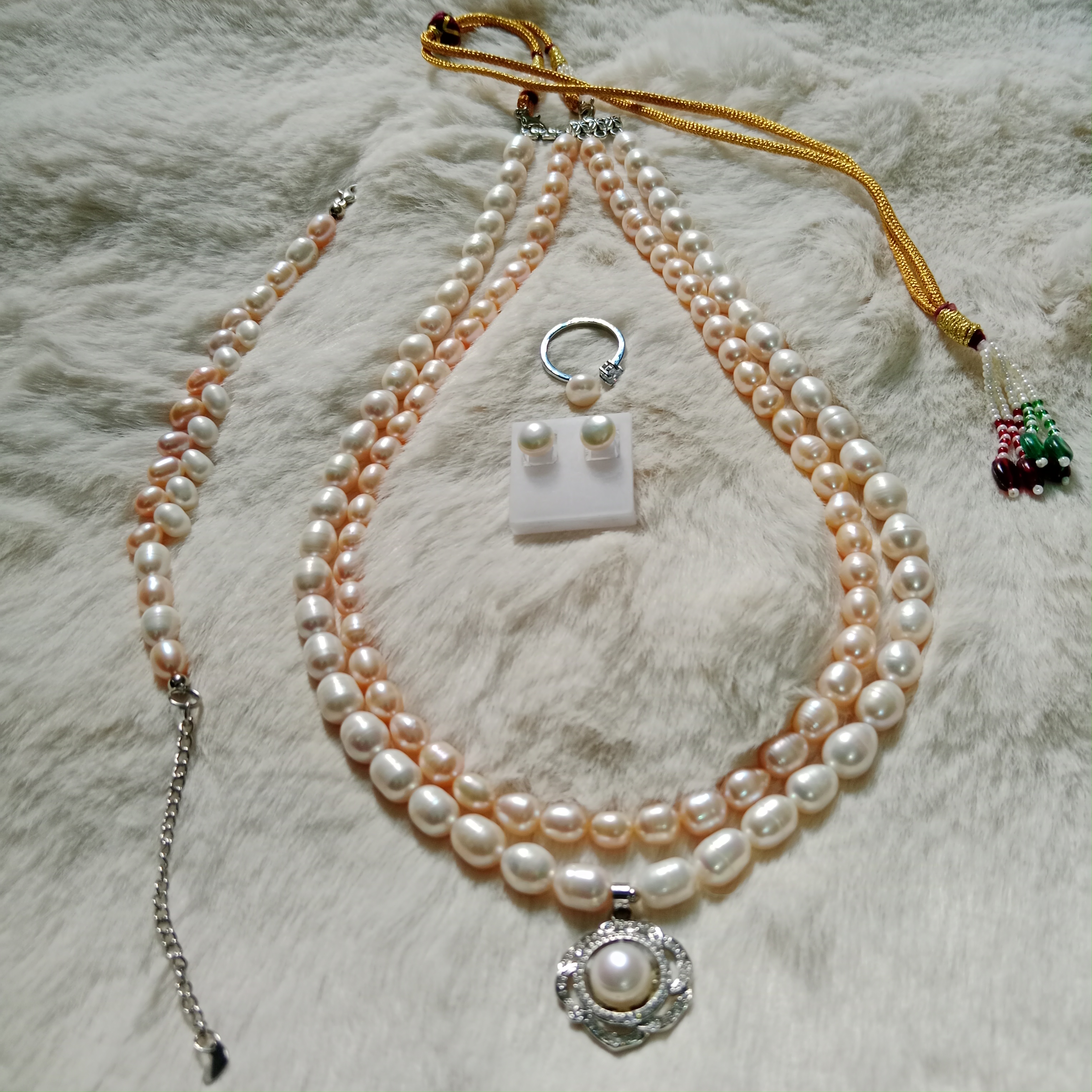 2 Layer Pearl Premium Quality Necklace Set Combo_img_2