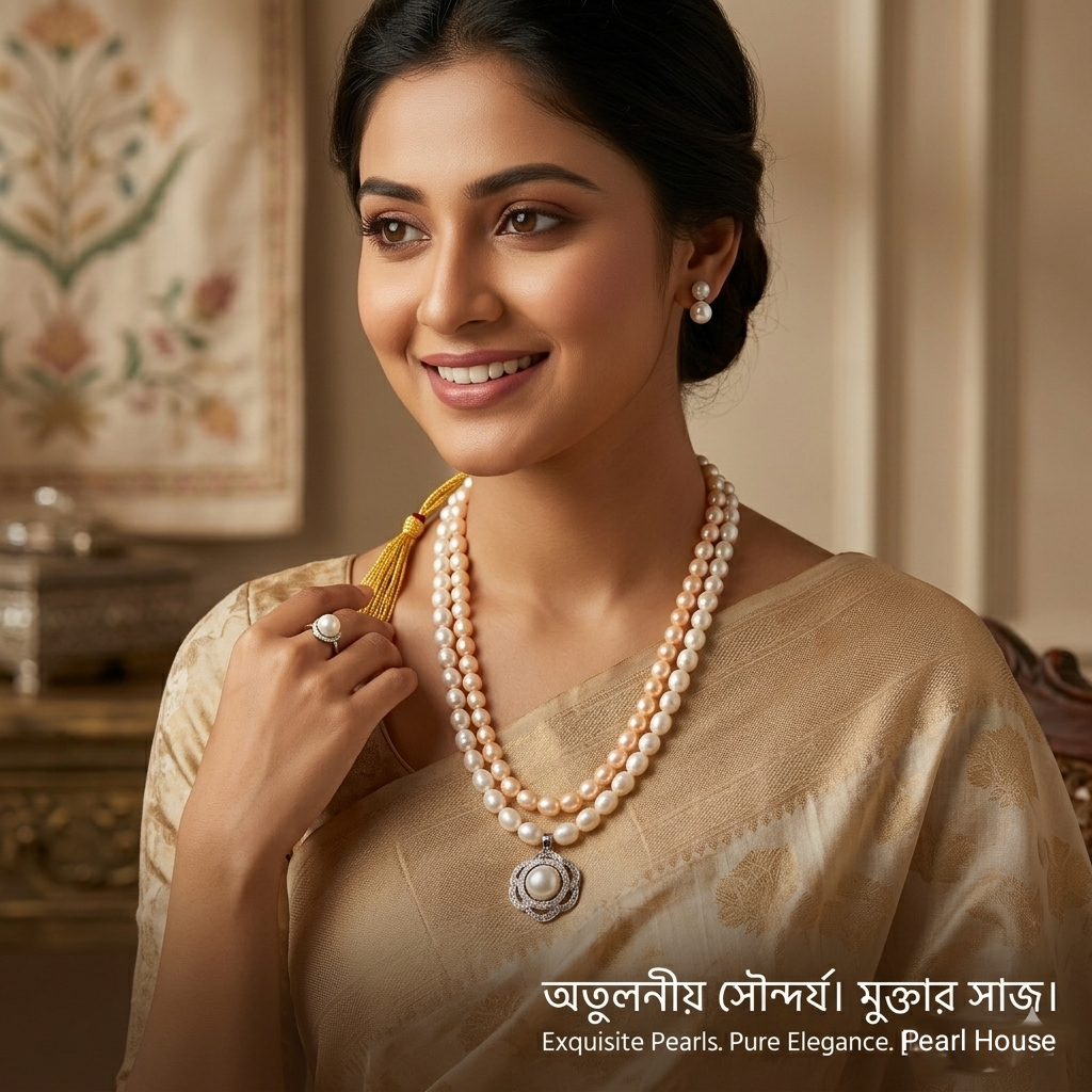 2 Layer Pearl Premium Quality Necklace Set Combo_img_1