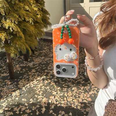 Premium Hello Kitty 3D Bow Case with Pearl Bracelet & Cherry Charm_img_3