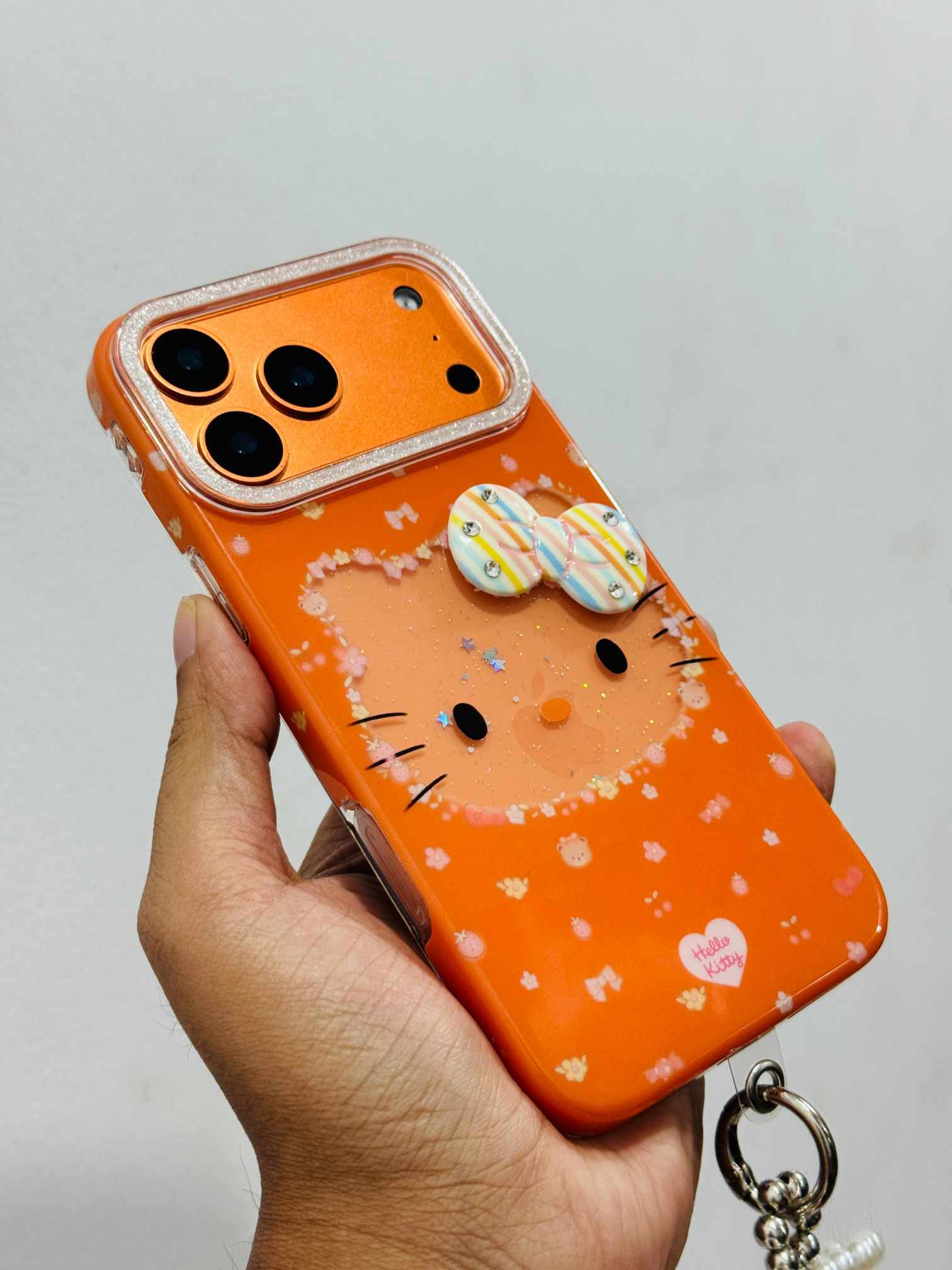 Premium Hello Kitty 3D Bow Case with Pearl Bracelet & Cherry Charm_img_2