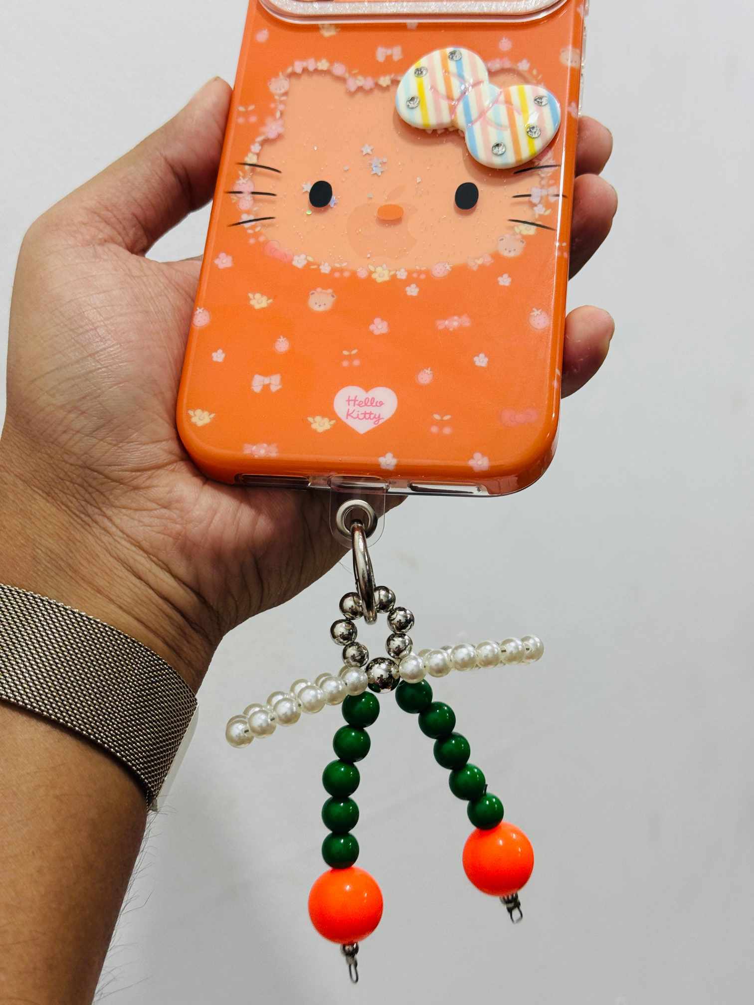 Premium Hello Kitty 3D Bow Case with Pearl Bracelet & Cherry Charm_img_7