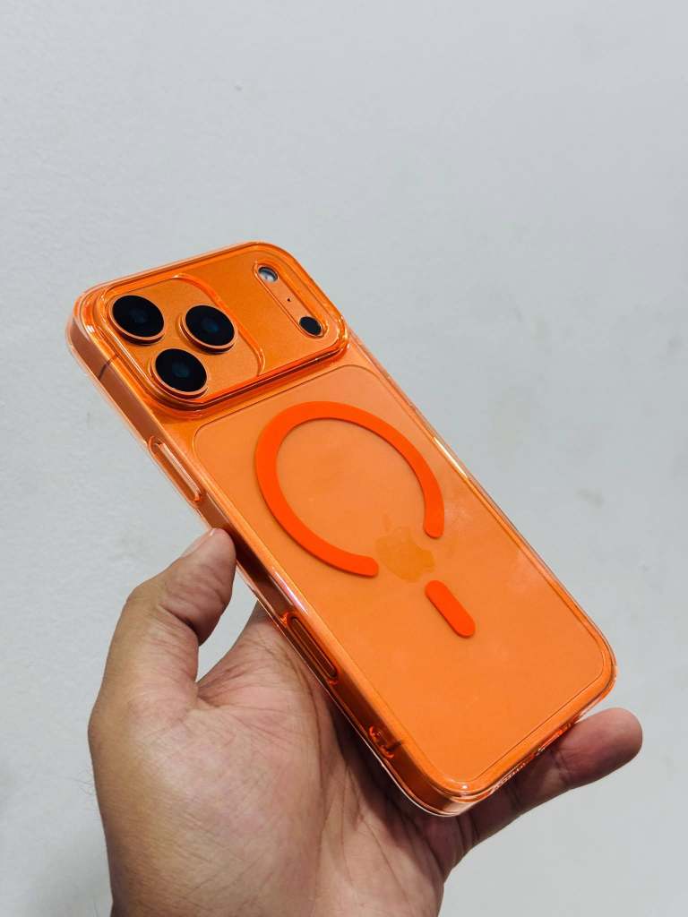 Stylish Orange Anti-Yellow Hard Glow transparent MagSafe Case