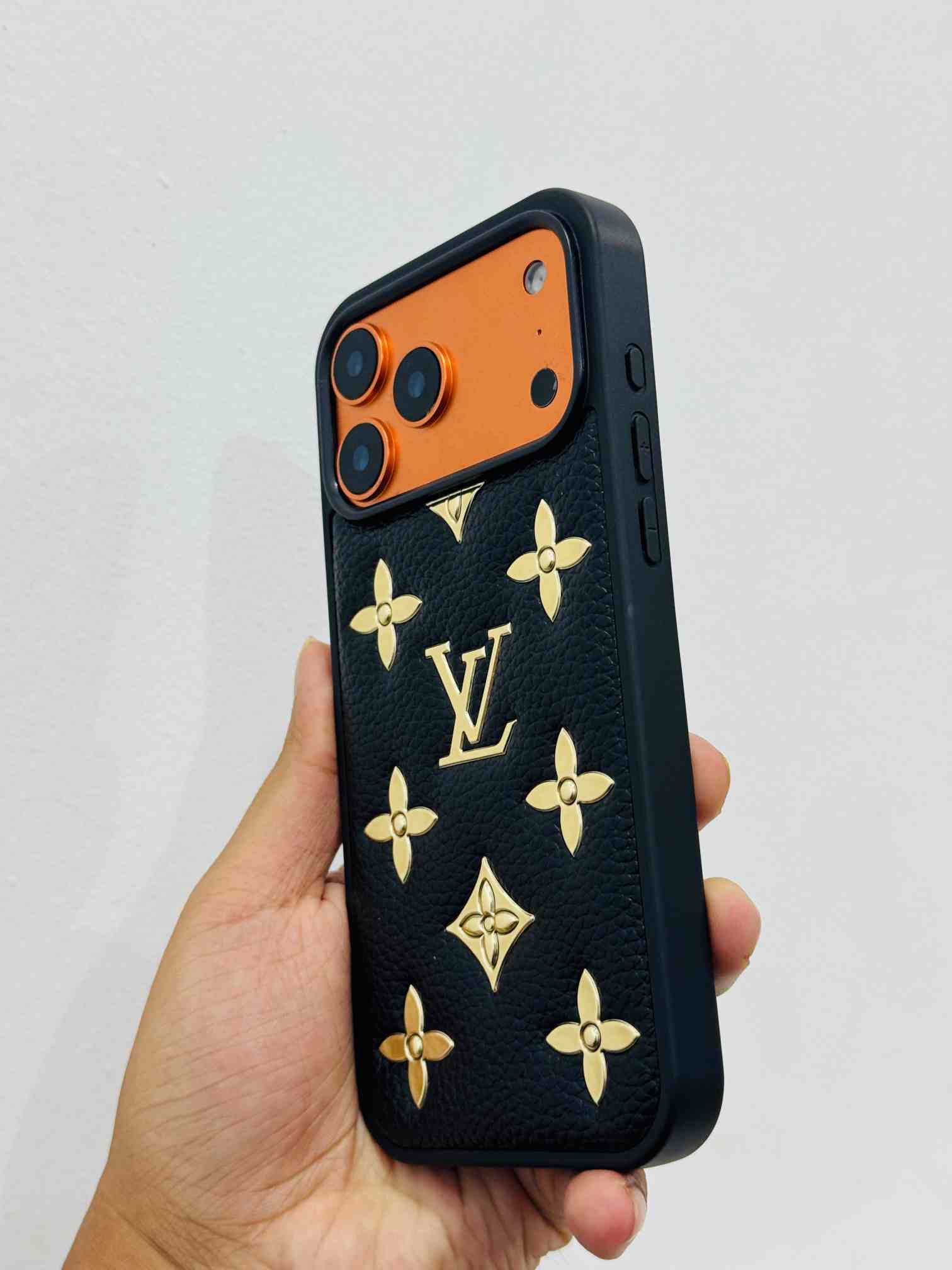 LV Monogram Royalty in Black & Gold with Bold Orange Flair Case_img_2