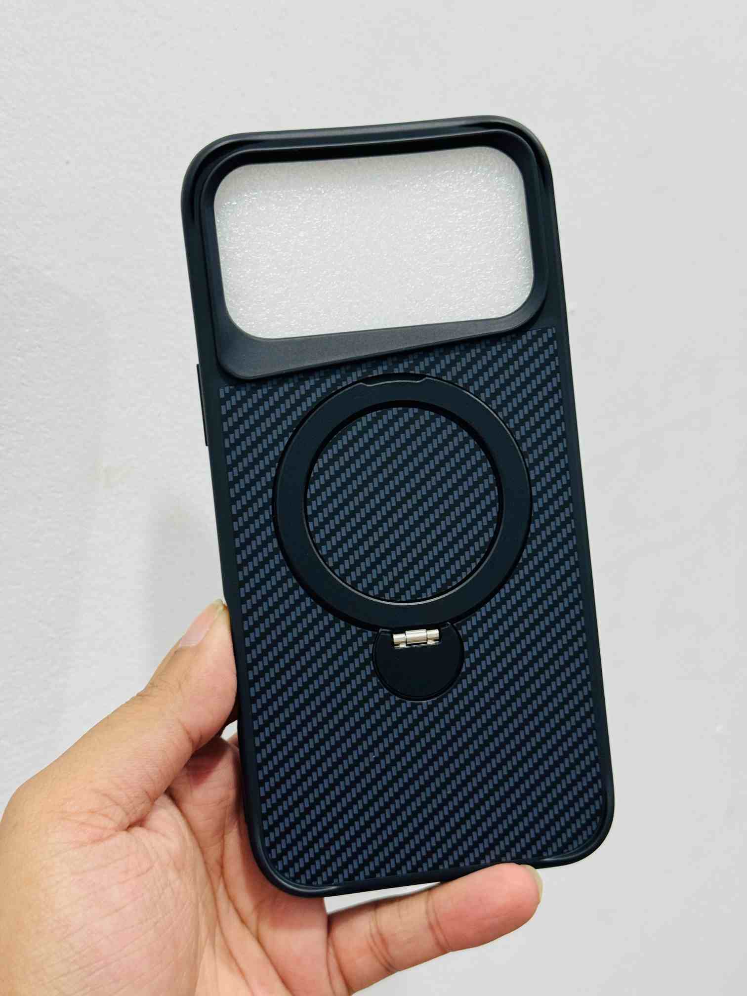Magnetic Kickstand Carbon Fiber Back Cover – Drop Proof, Scratch Proof, Camera Guard + Strong Magnet!_img_1