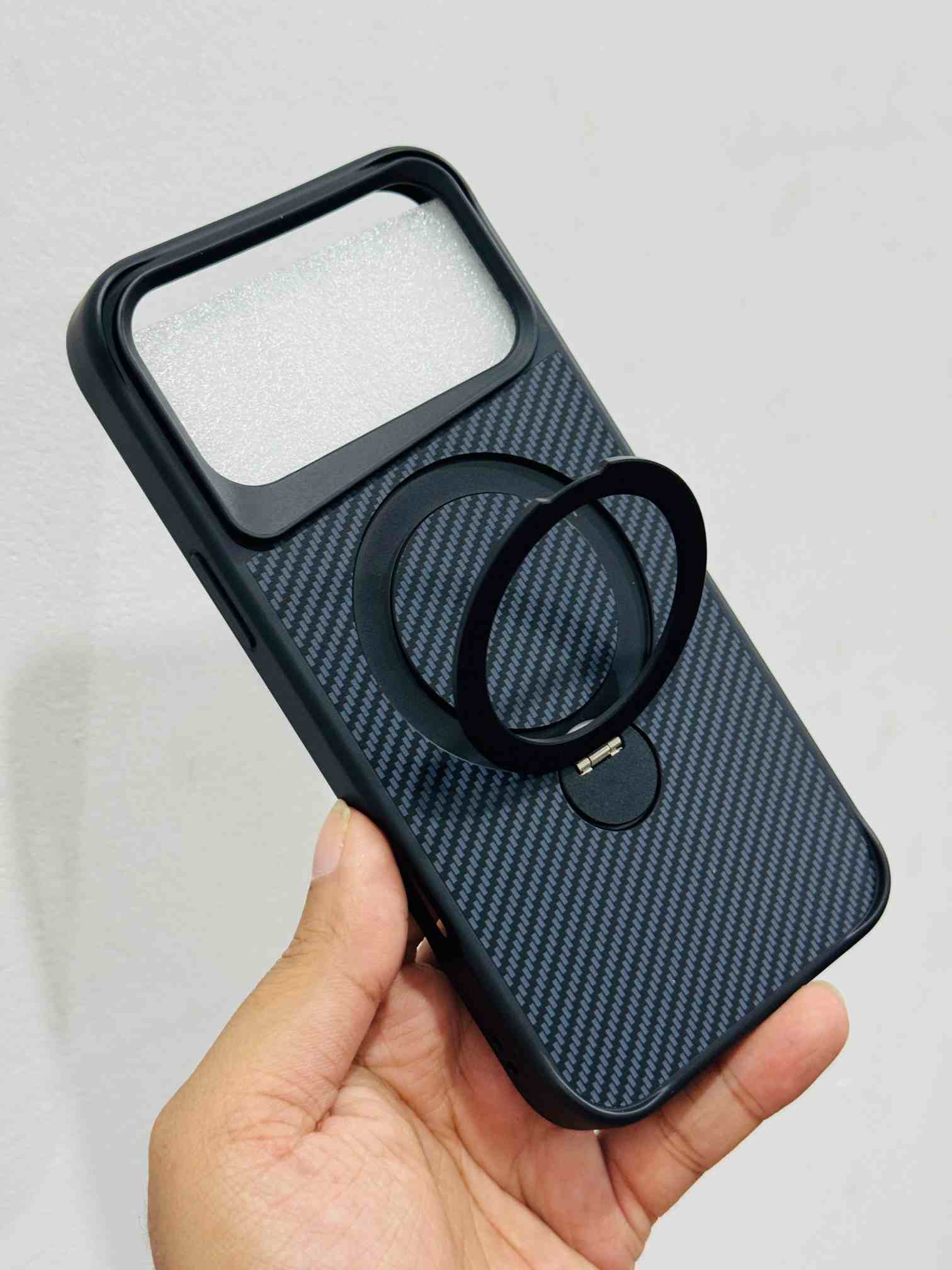 Magnetic Kickstand Carbon Fiber Back Cover – Drop Proof, Scratch Proof, Camera Guard + Strong Magnet!_img_0