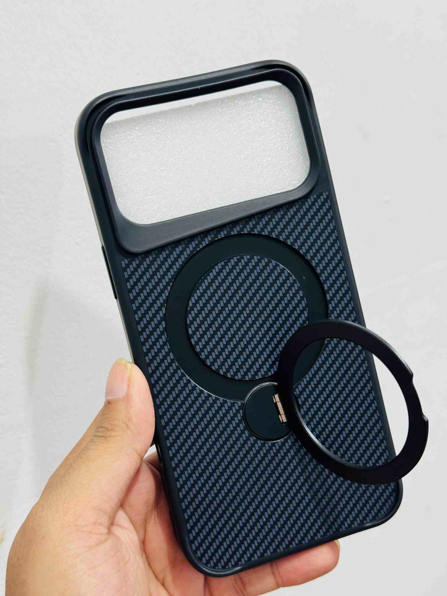 Magnetic Kickstand Carbon Fiber Back Cover – Drop Proof, Scratch Proof, Camera Guard + Strong Magnet!_img_2