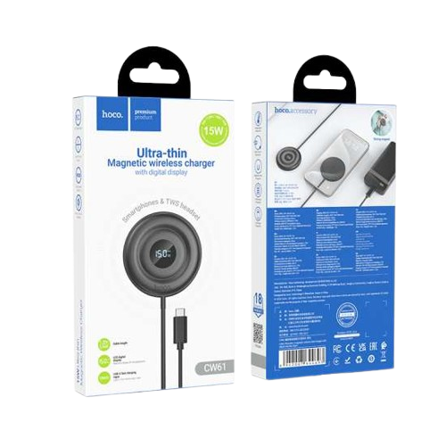 Hoco CW61 15w Magnetic Wireless Charger With Digital Display_img_4