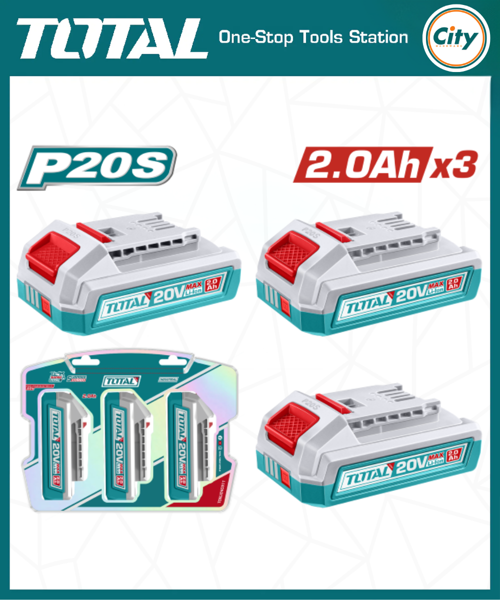 20v লিথিয়াম আয়ন 2.0Ah ব্যাটারি ৩ পিস TOTAL TOSLI240311
