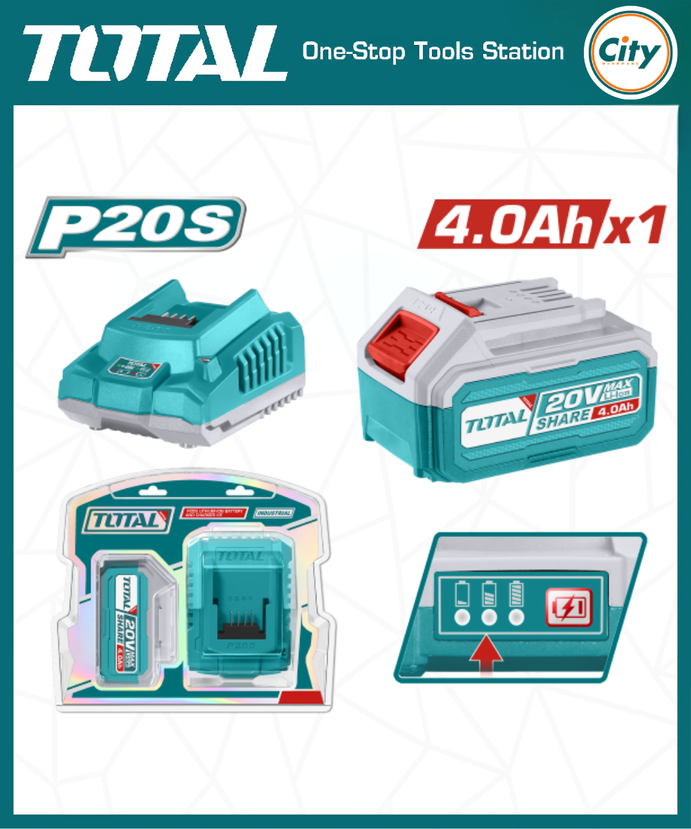 20v লিথিয়াম আয়ন 4.0Ah ব্যাটারি ও চার্জার সেট TOTAL TFBCPK1214_img_0