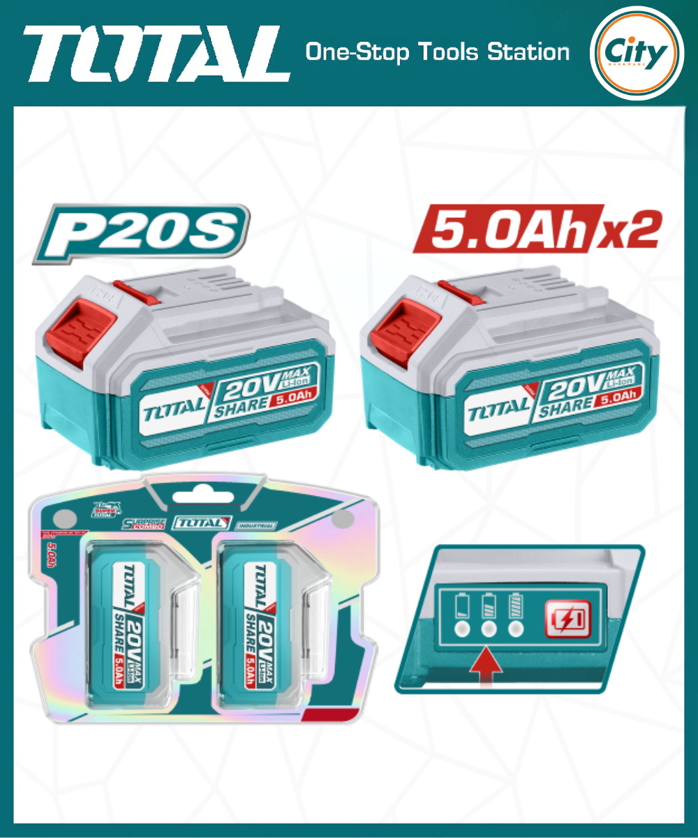 20v লিথিয়াম আয়ন 5.0Ah ব্যাটারি ২ পিস TOTAL TOSLI240464_img_0