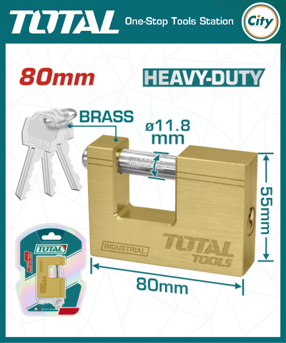 80mm হেভি ডিউটি ​​ব্রাস ব্লক প্যাডলক TOTAL TLK32803_img_0