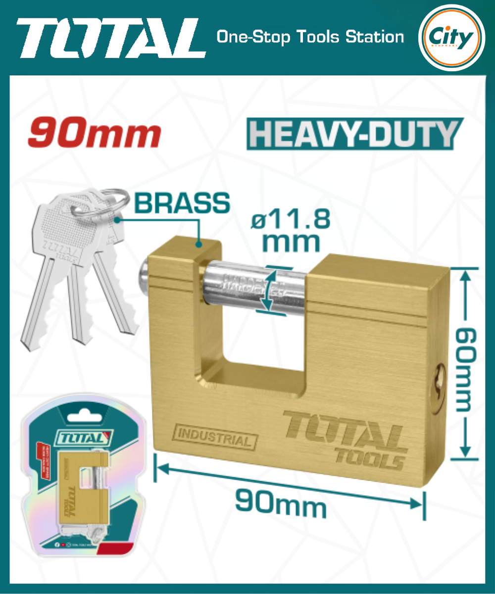 90mm হেভি ডিউটি ​​ব্রাস ব্লক প্যাডলক TOTAL TLK32903_img_0