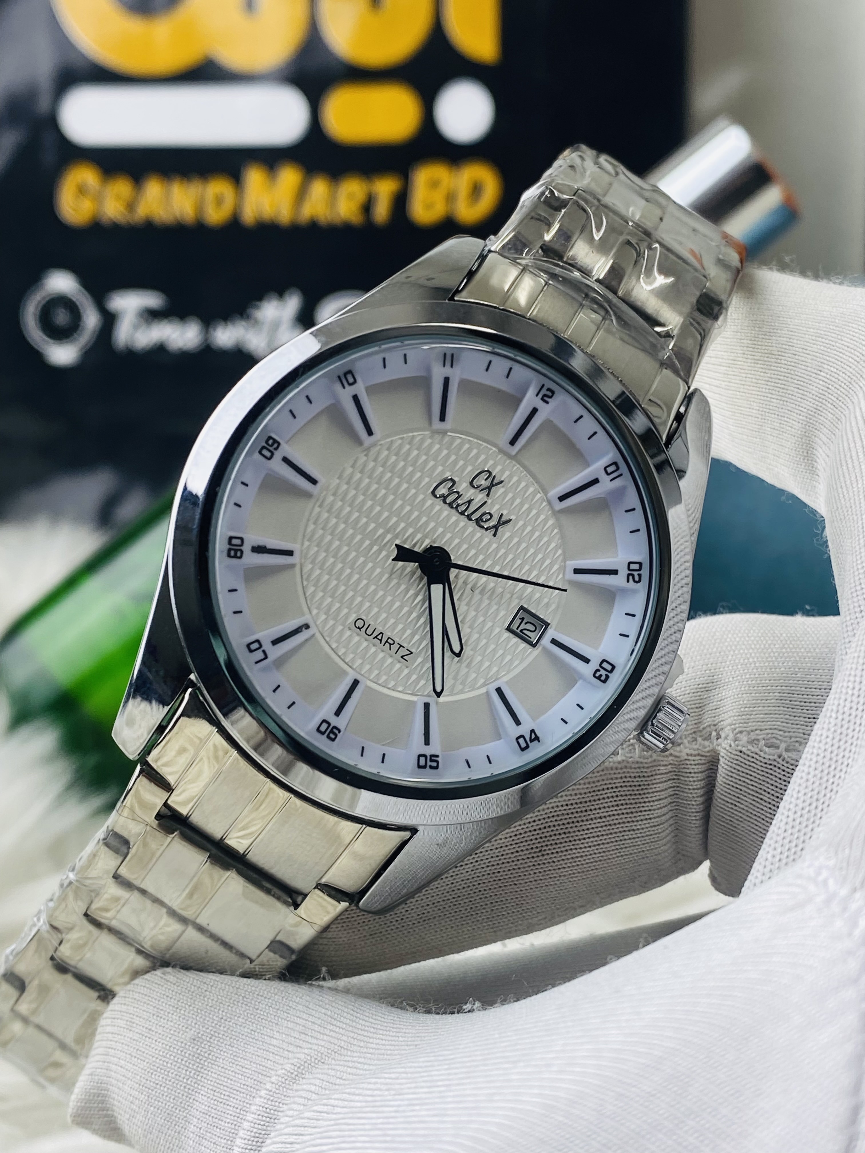 Caslex Men || White Dial Blue tone