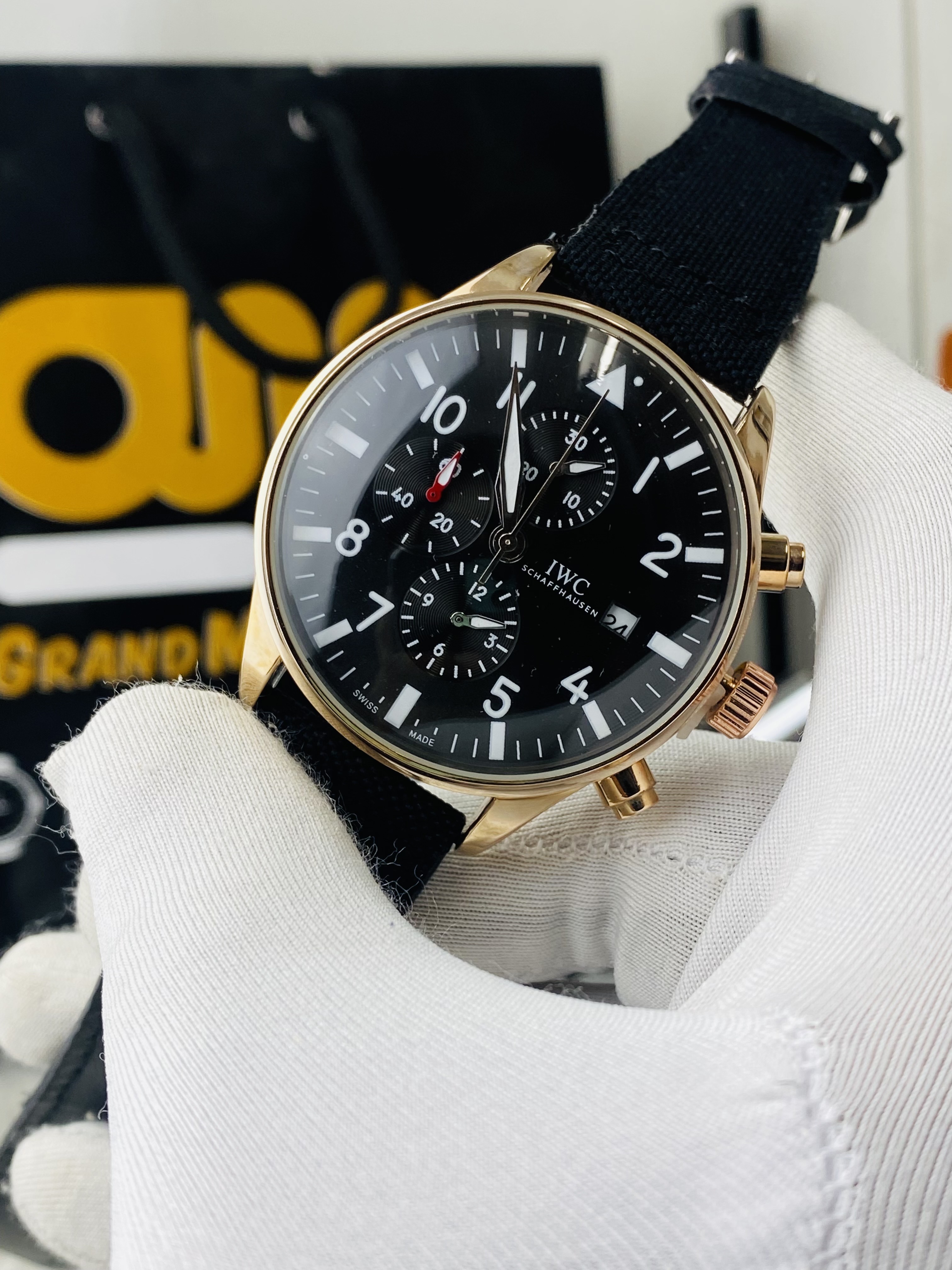 IWC || Black Dial Rose gold Side Active chronograph