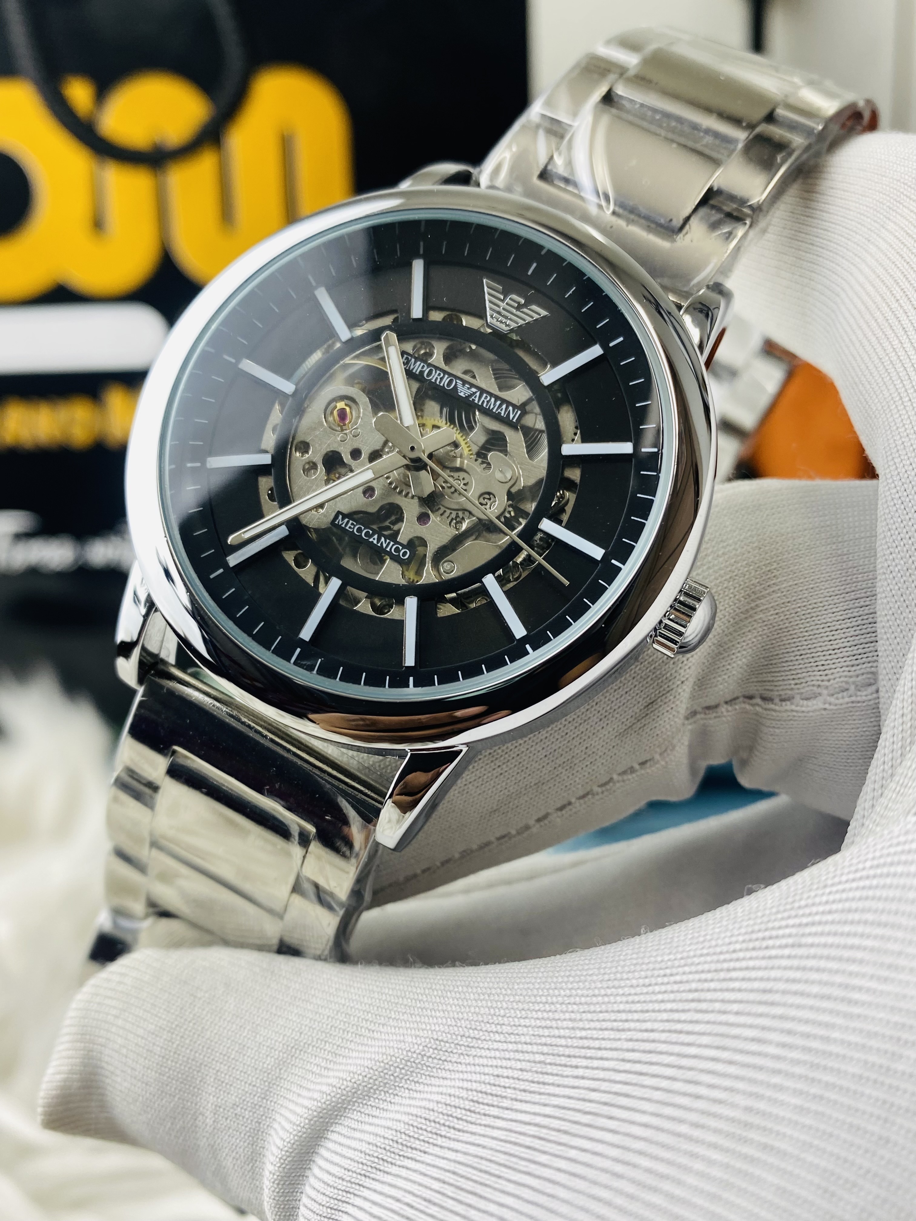 Emporio Armani Meccanico Automatic Silver Dial Steel Men's Watch_img_1