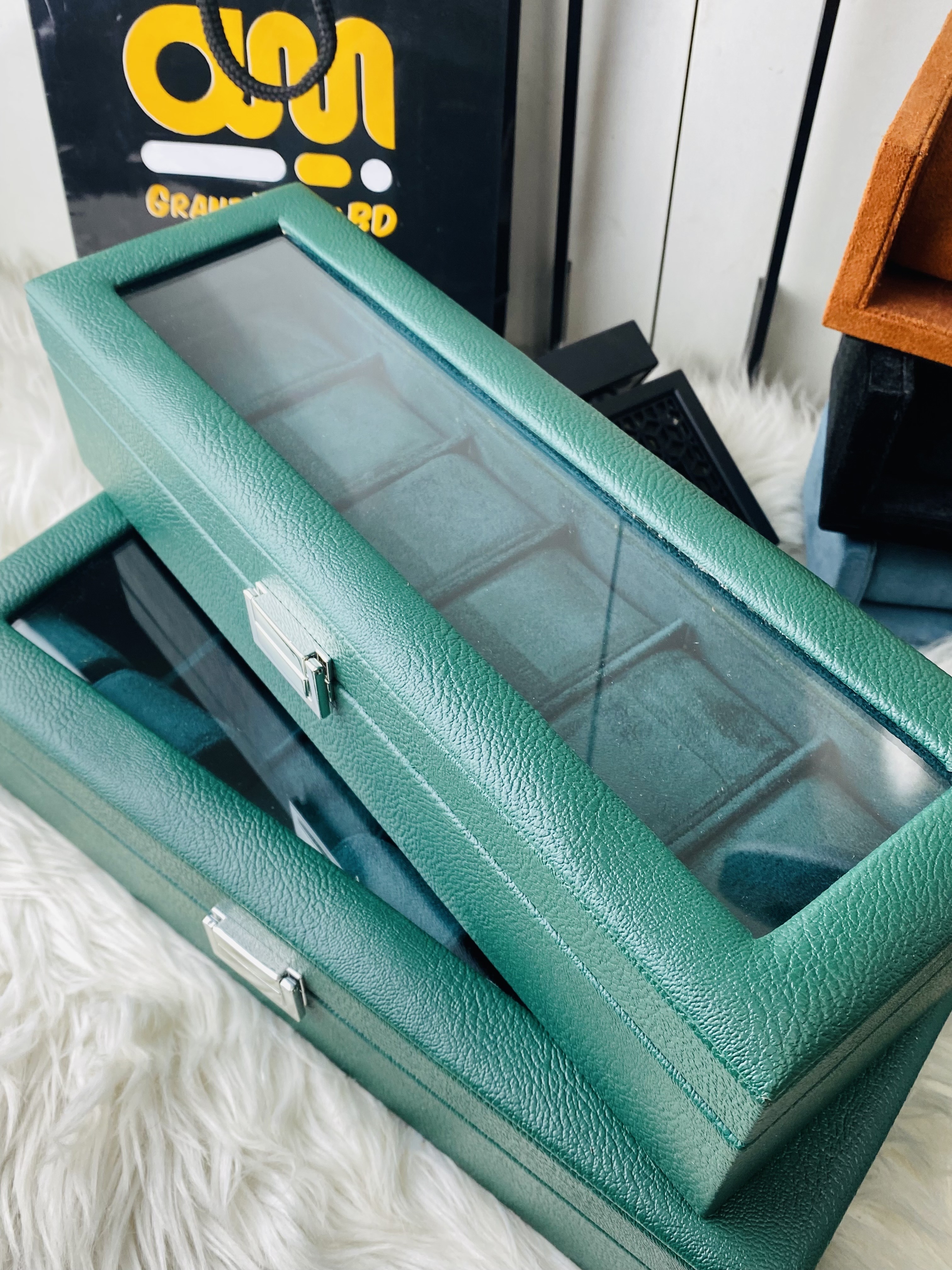 6 slot Watch box || Green Color