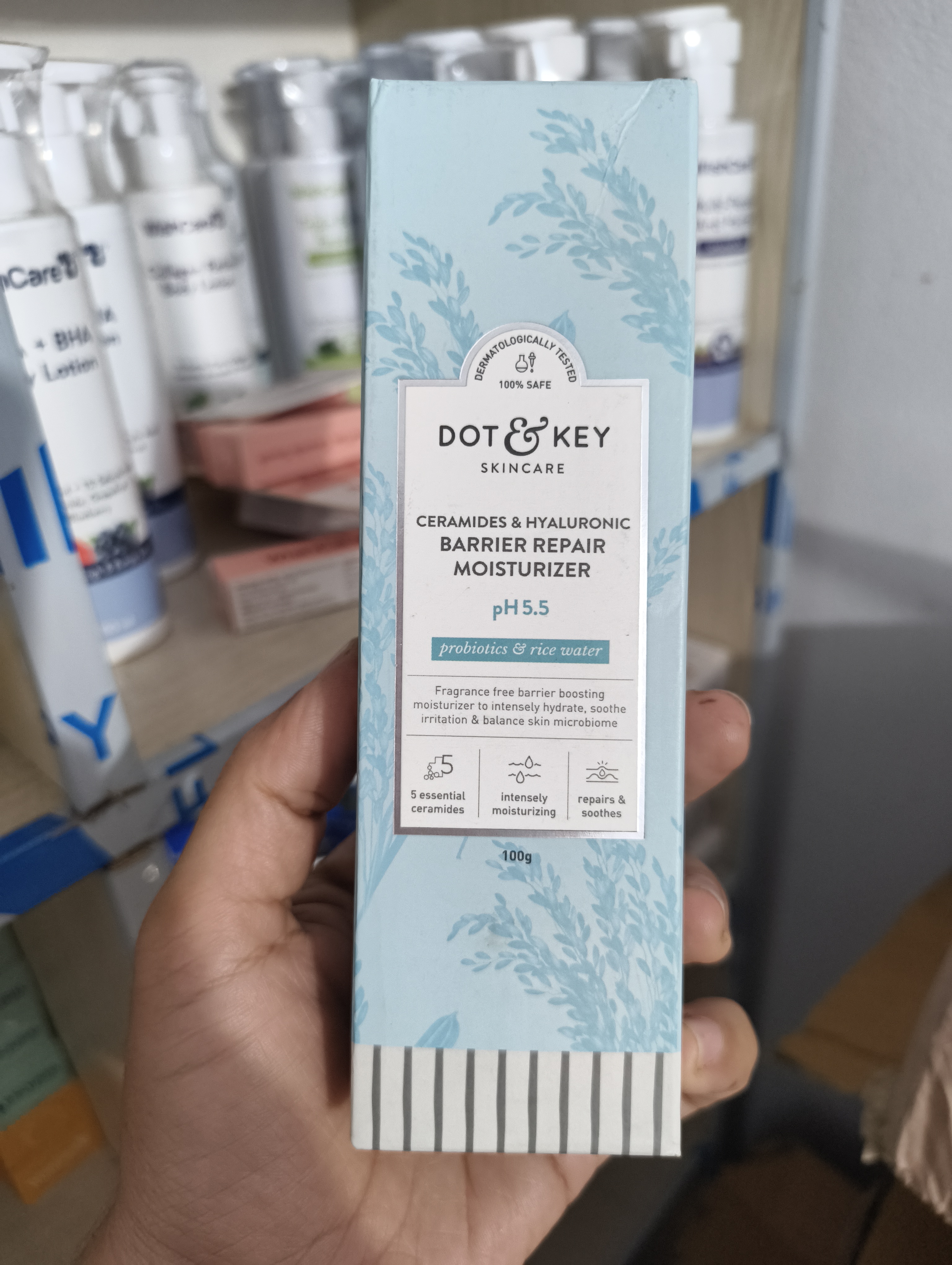 Dot & Key Ceramides Moisturizer with Hyaluronic for Intense Moisturizing and Skin Strengthening | With Probiotic & Rice Water I Barrier Repair Cream | For Dry Skin, Normal Skin & Sensitive Skin | 100g_img_1