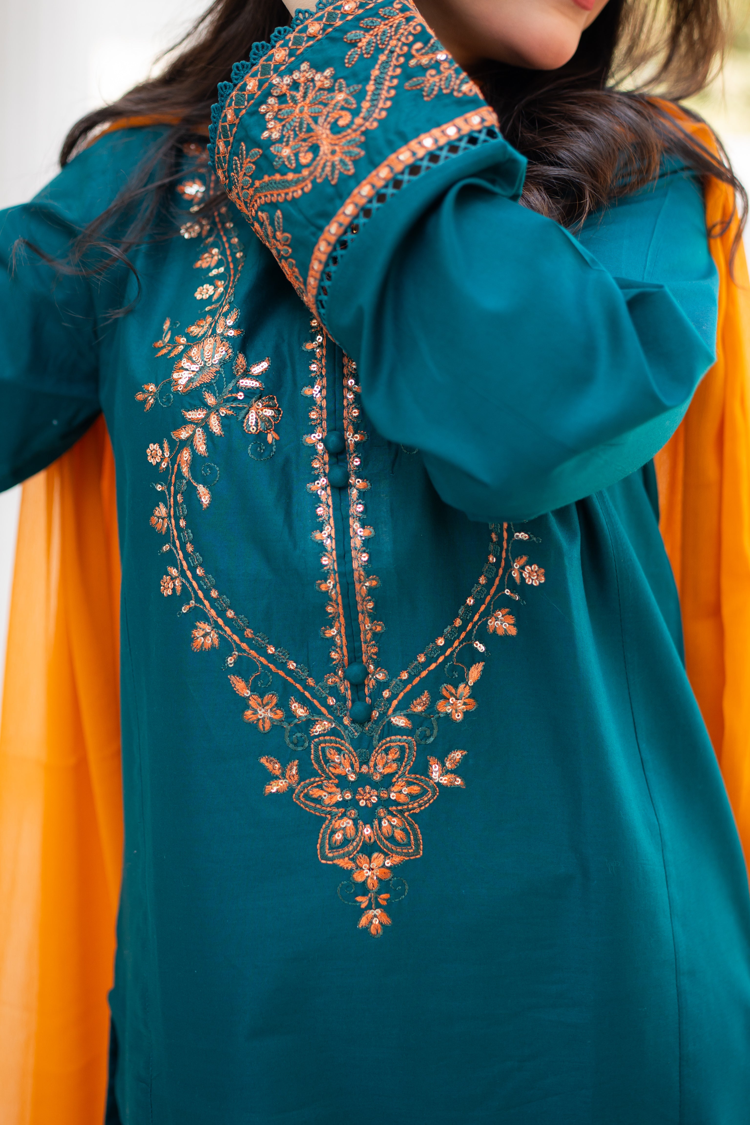 Teal Embroidered Suit_img_1