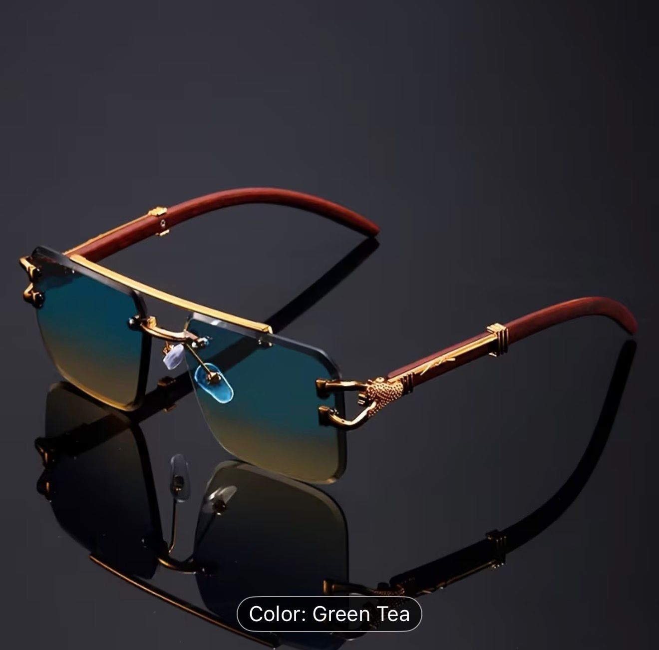 🕶️ Premium Rimless Sunglasses – Green Tea Edition