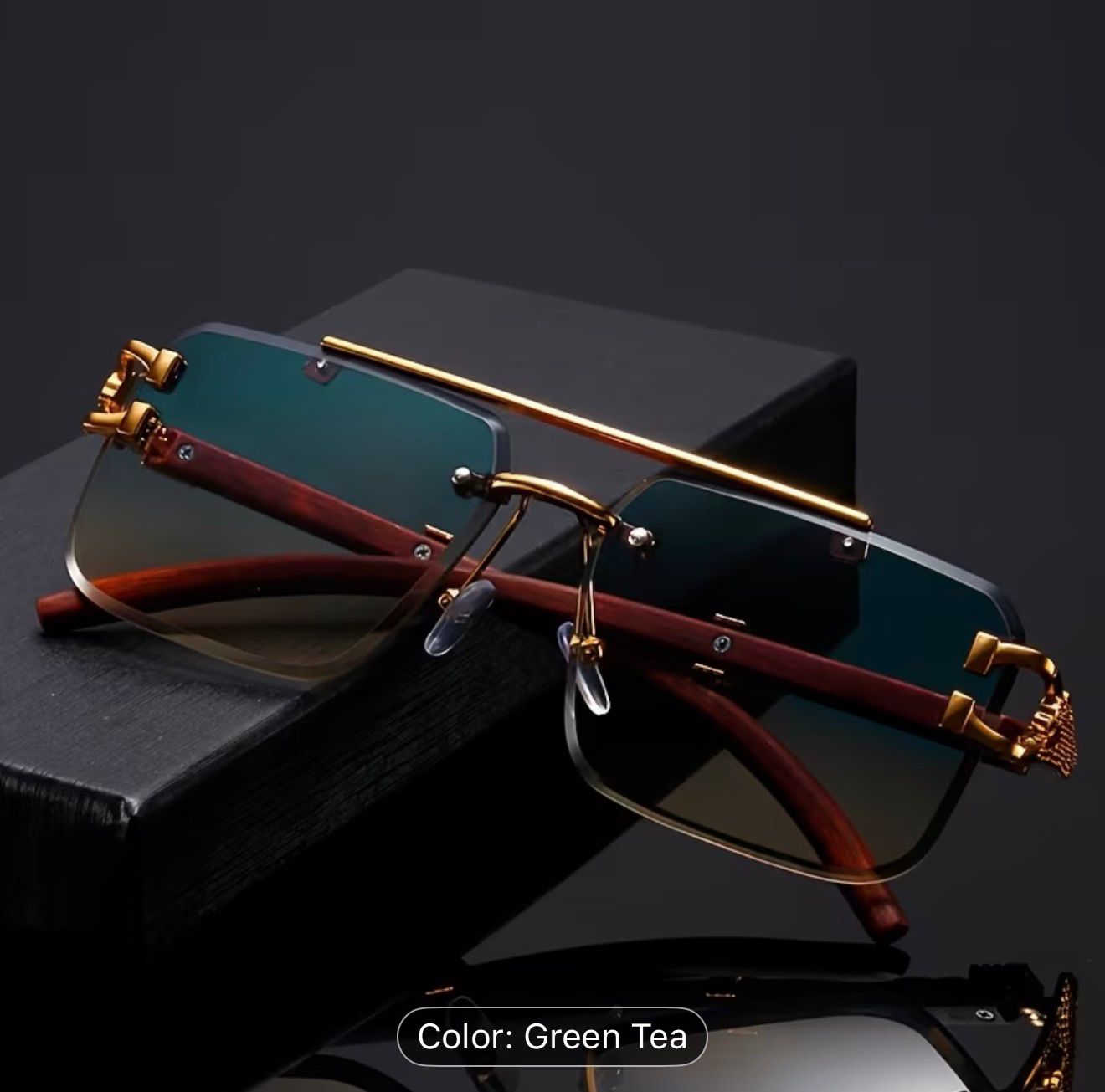 🕶️ Premium Rimless Sunglasses – Green Tea Edition_img_1