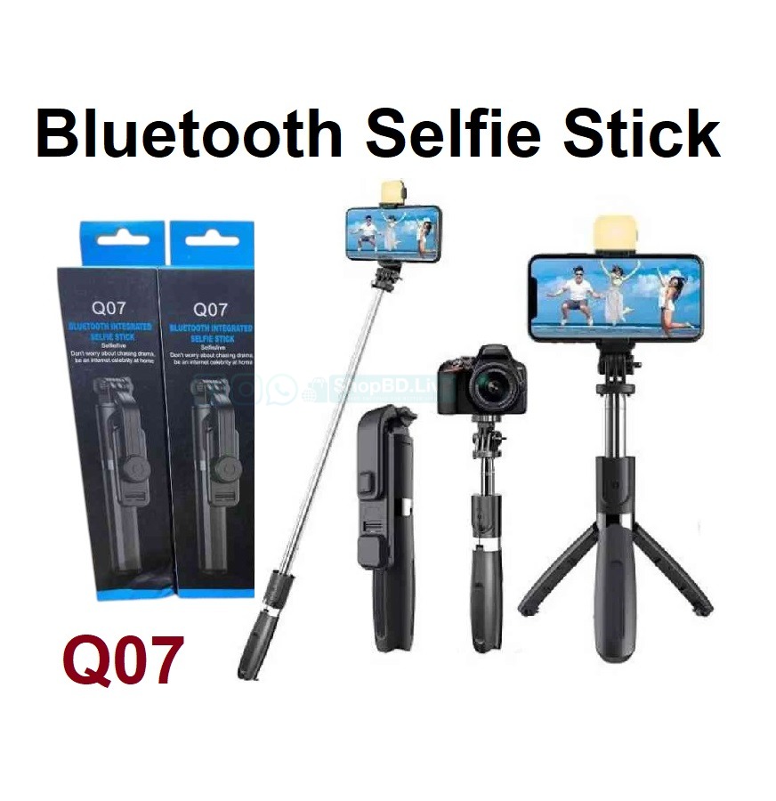 Q07 Bluetooth Selfie Stick Tripod with LED Light & Remote – 3-in-1 Selfie Stick Stand | Price in BD