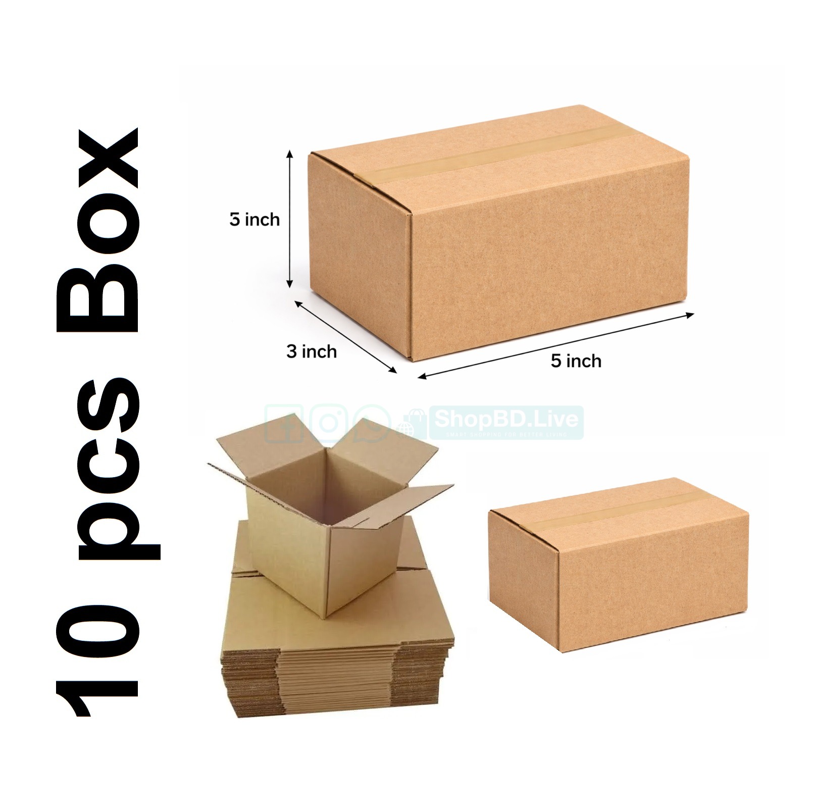 Packaging Meterial - 10 Pcs Die Cut Carton Small Mini Box Size: 5" × 3" × 3" inch