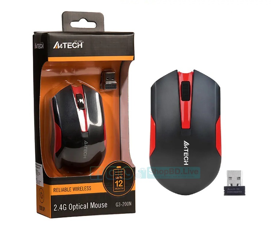 A4TECH G3-200N V-TRACK Wireless Mouse 2.4G Optical Mouse 1000 DPI 1200 DPI G3-200N G3-200NS_img_1