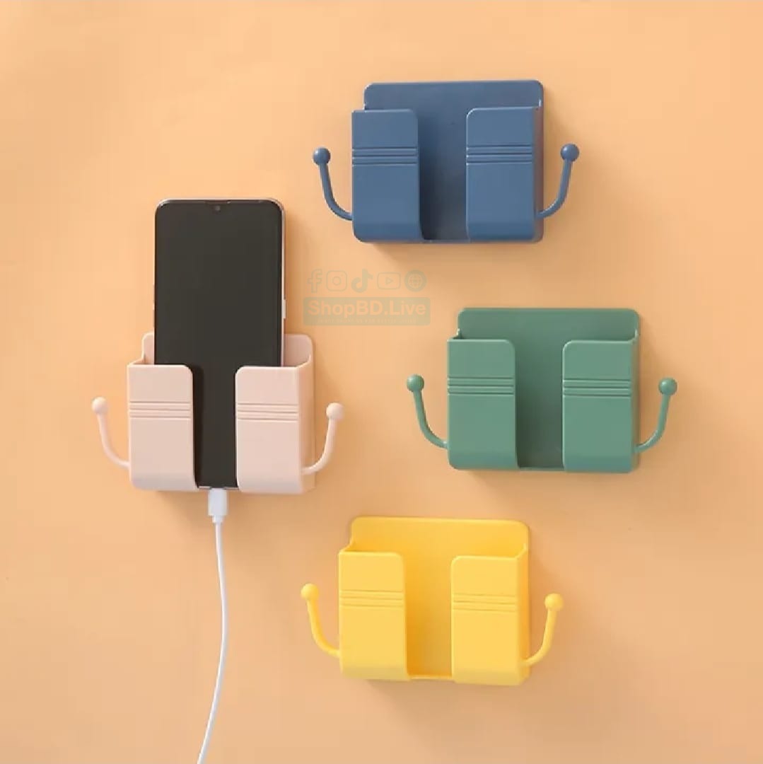 Mobile Phone Charging Hanging Holder Multifunction Wall Mounted Plug Bracket Remote Control Mounted Storage Box
