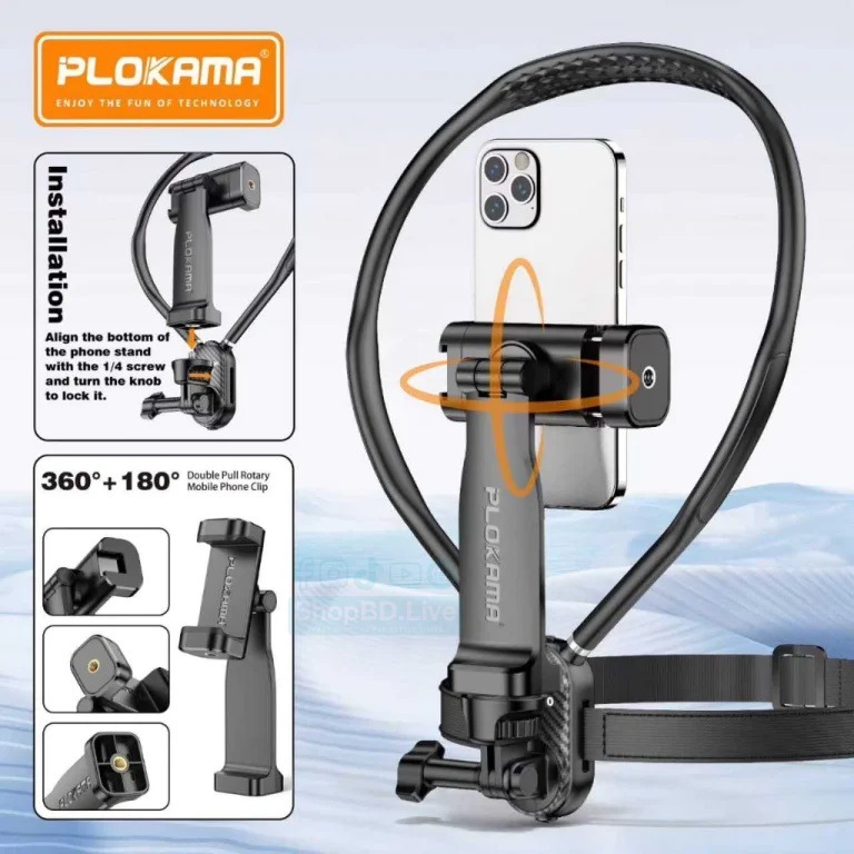 PLOKAMA CX-60 Neck Bracket Hands-Free Mount for Sports Camera & Smartphone | Price in BD_img_1