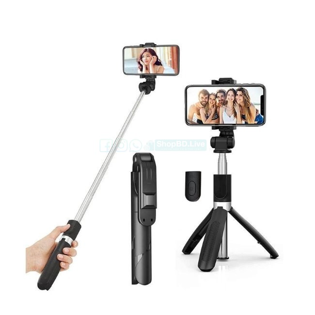 Stand XT-02 3-in-1 Bluetooth Selfie Stick & Mobile Tripod – 360° Rotatable Remote Selfie Stand | Price in BD_img_2